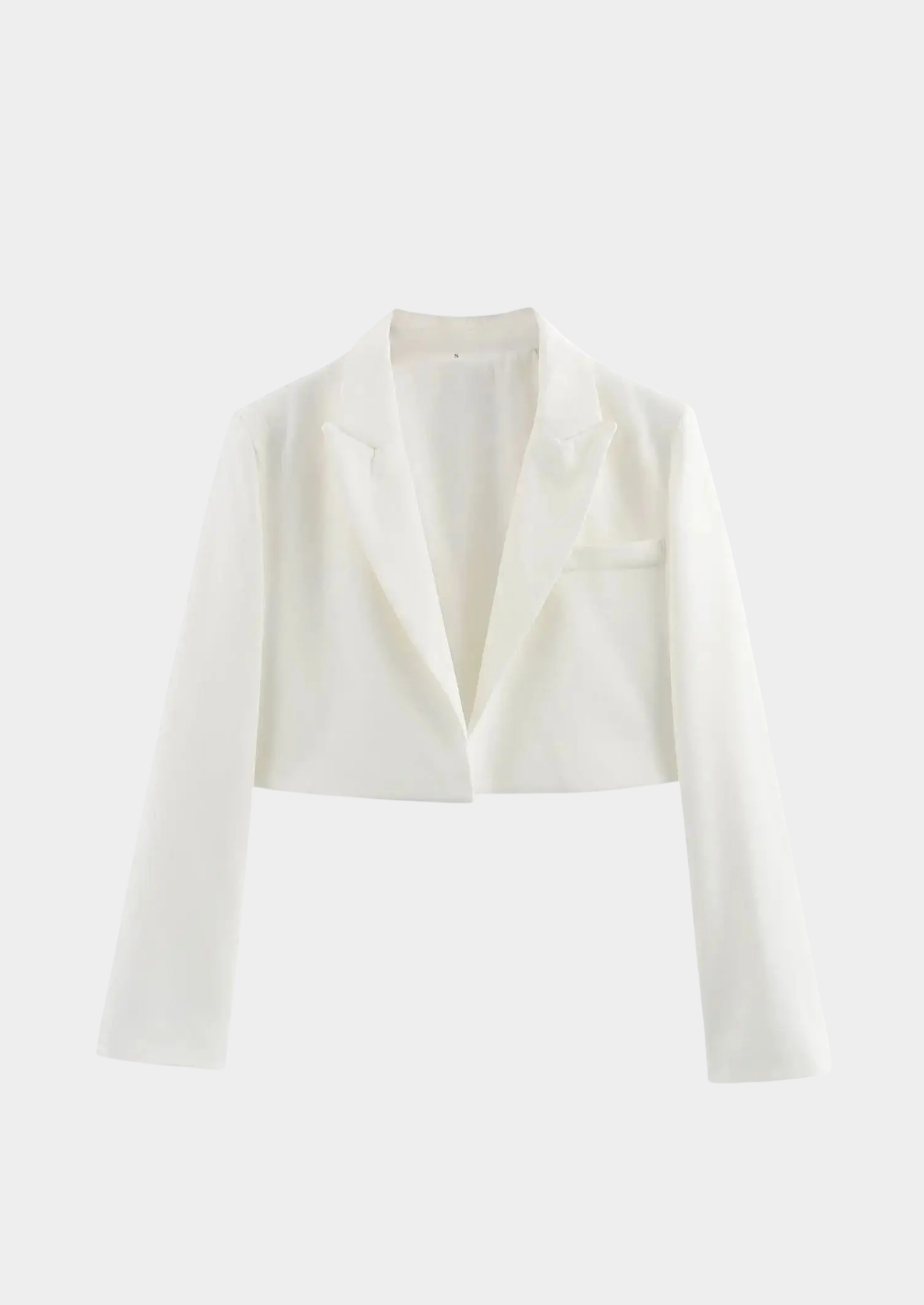 Women’s Cropped Blazer with Notched Lapel and Long Sleeves