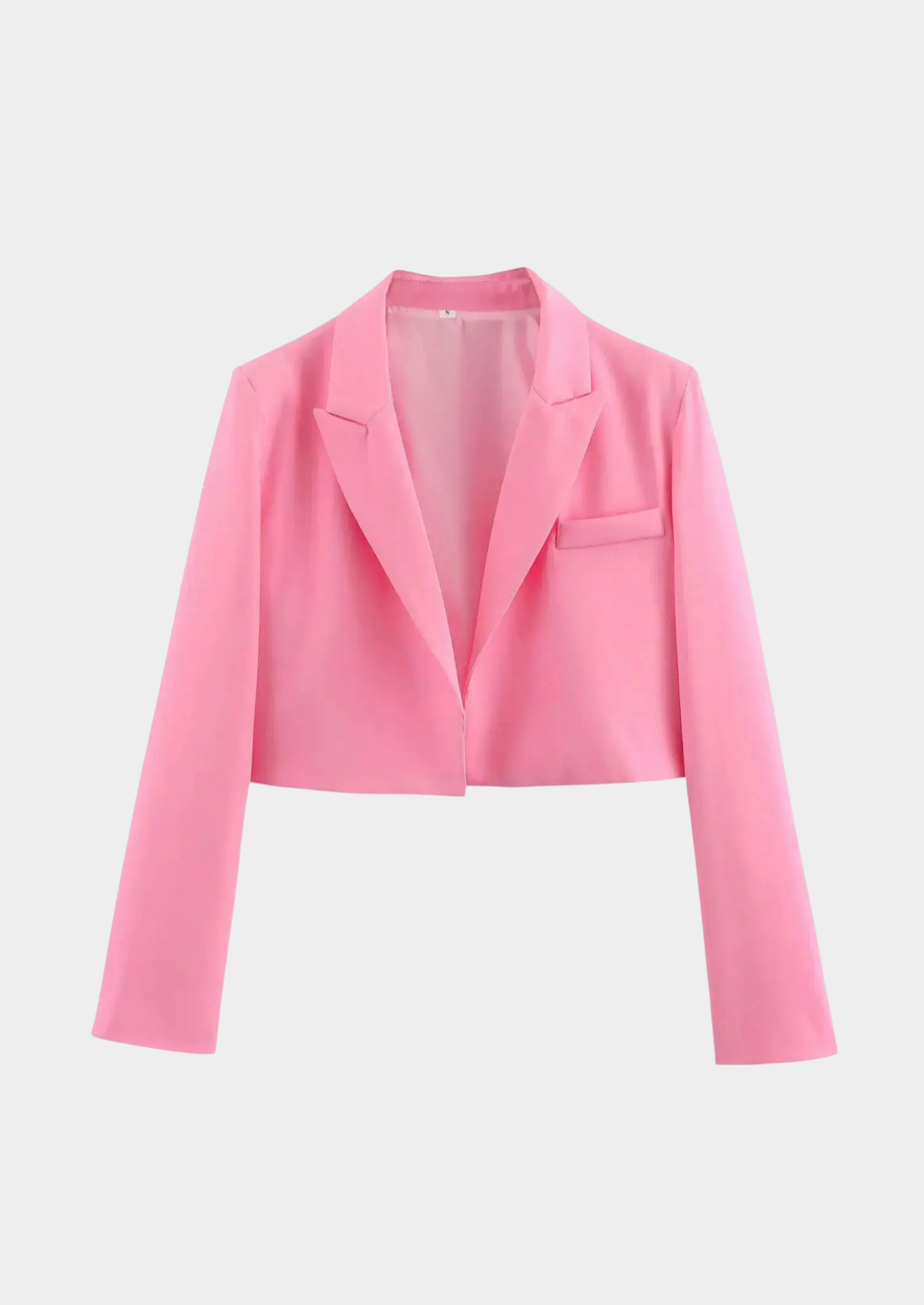 Women’s Cropped Blazer with Notched Lapel and Long Sleeves