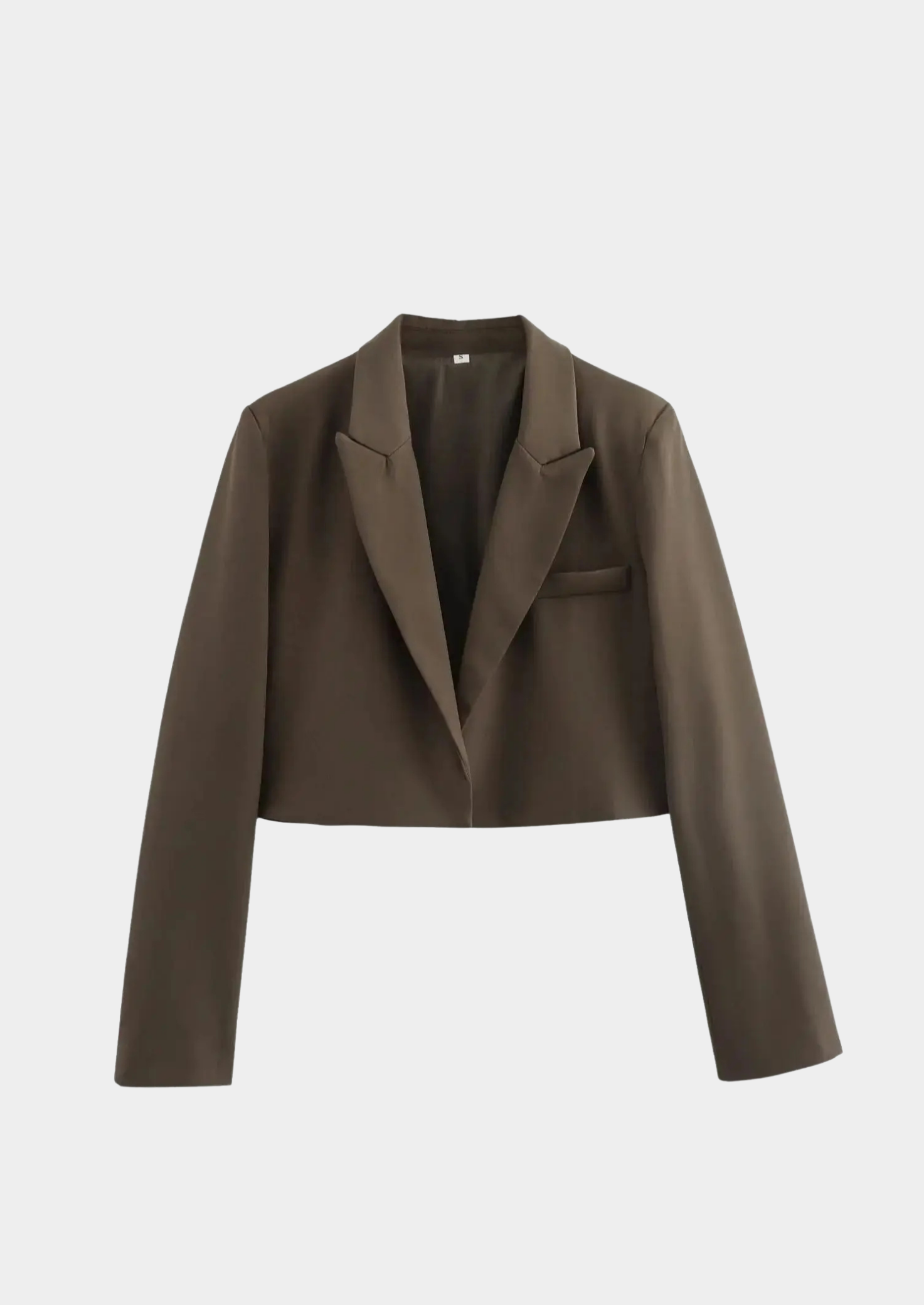 Women’s Cropped Blazer with Notched Lapel and Long Sleeves