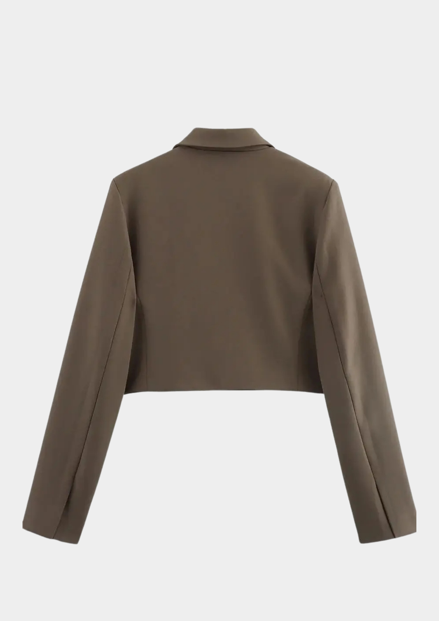 Women’s Cropped Blazer with Notched Lapel and Long Sleeves