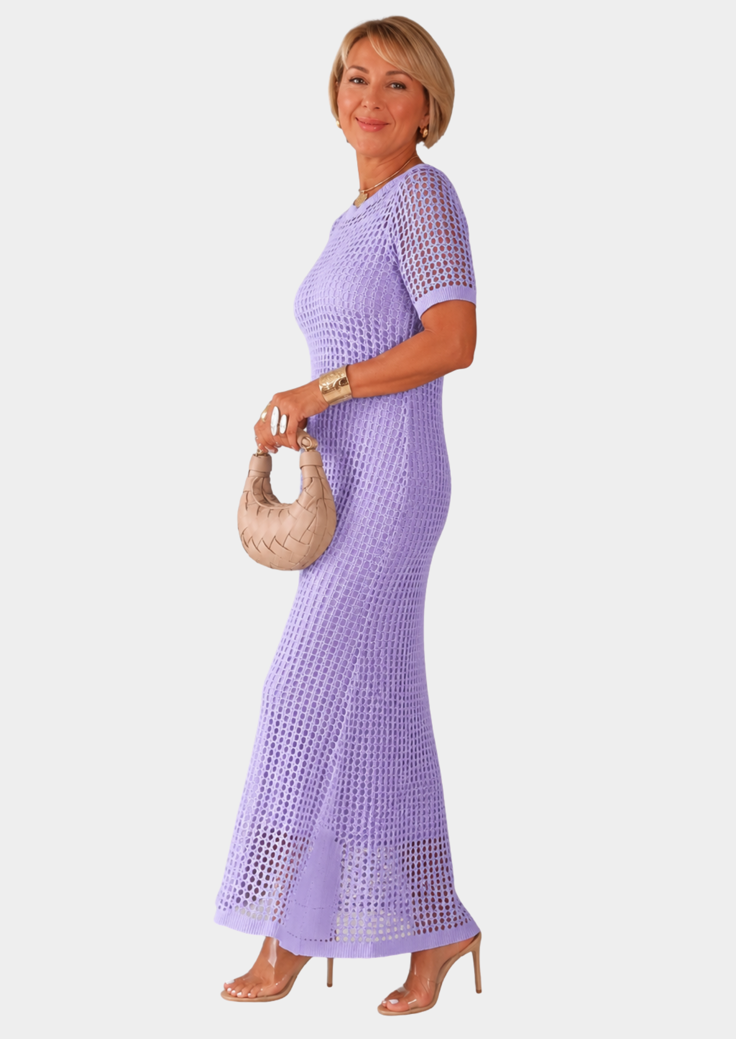 Women’s Cut-Out Maxi Dress with Short Sleeves