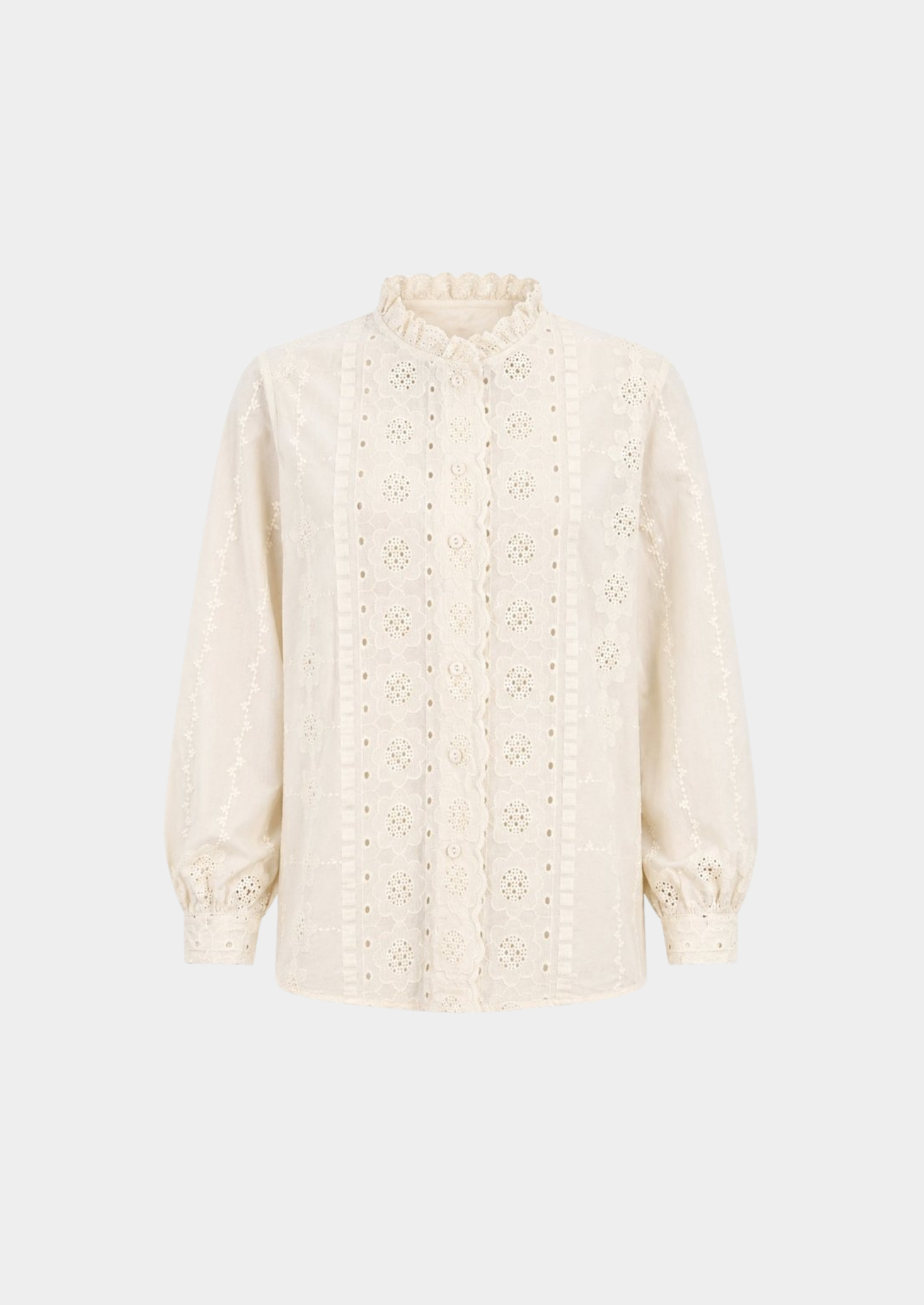 Women’s Embroidered Blouse with Ruffle Collar