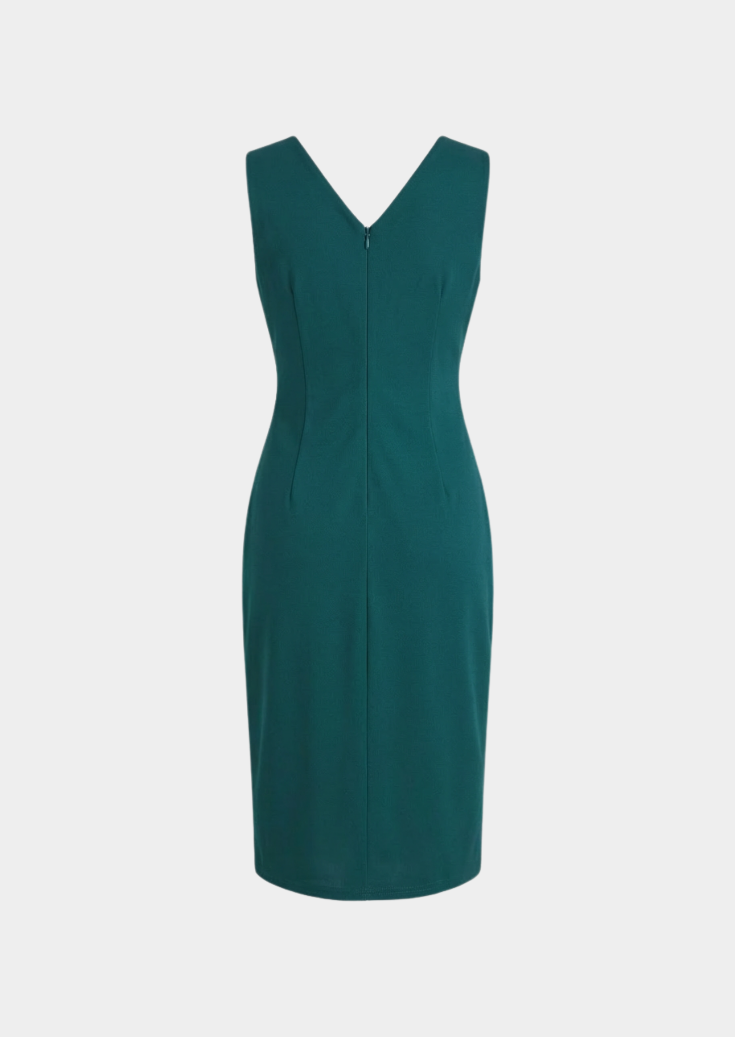 Women’s Fitted Midi Dress with V-Neck and Front Slit