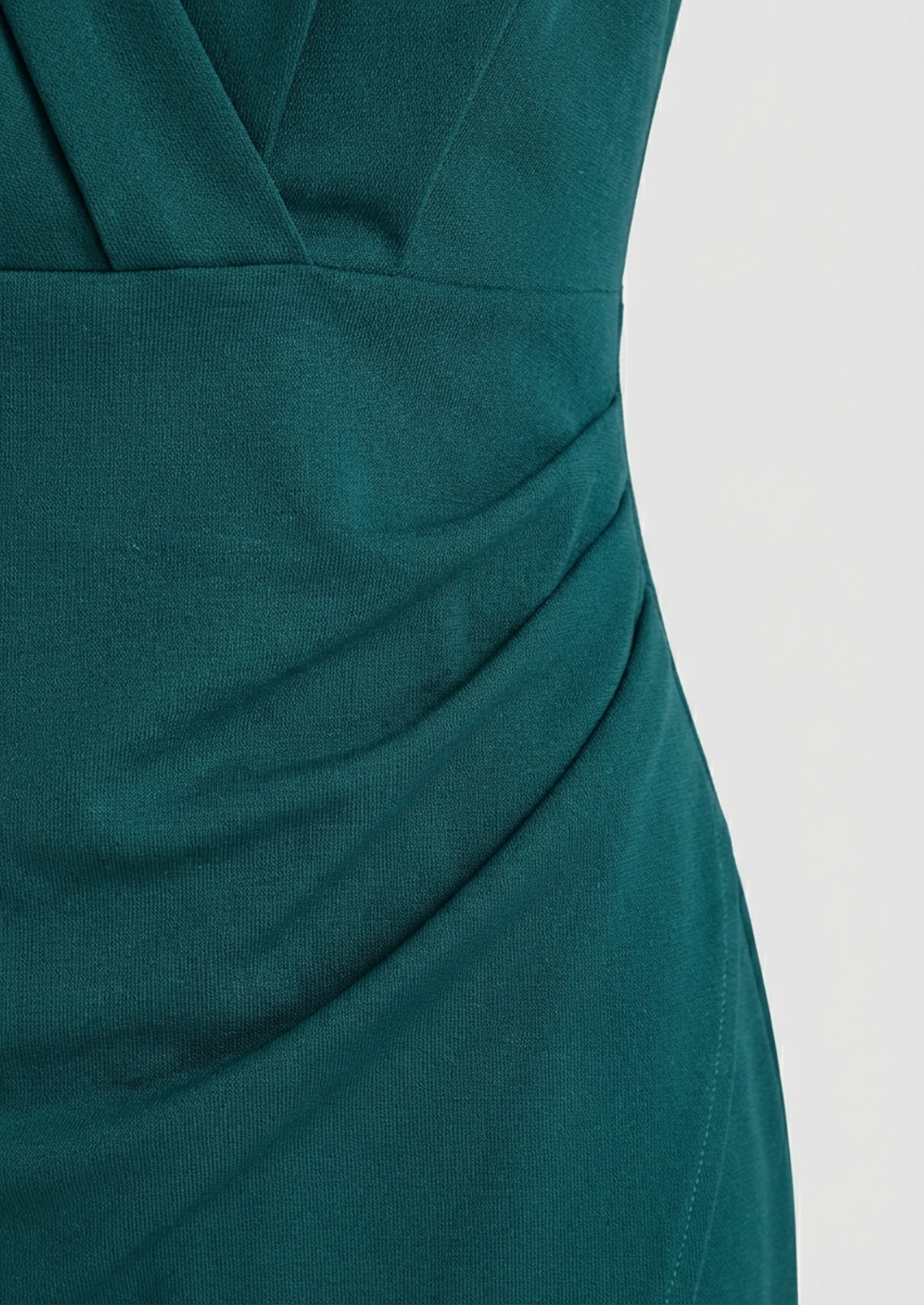 Women’s Fitted Midi Dress with V-Neck and Front Slit