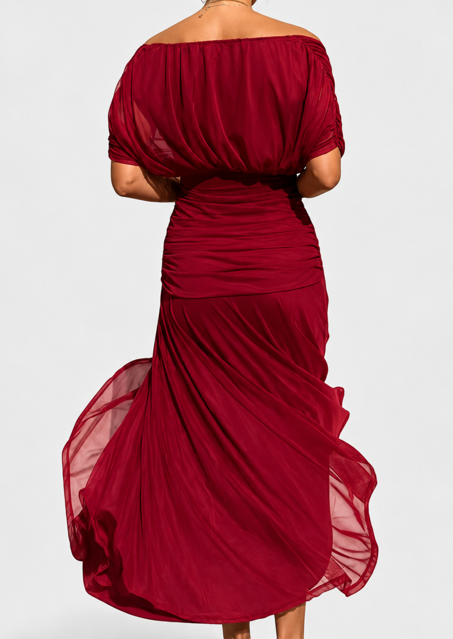 Women’s Floral Draped Maxi Dress with V-Neck and Gathered Waist