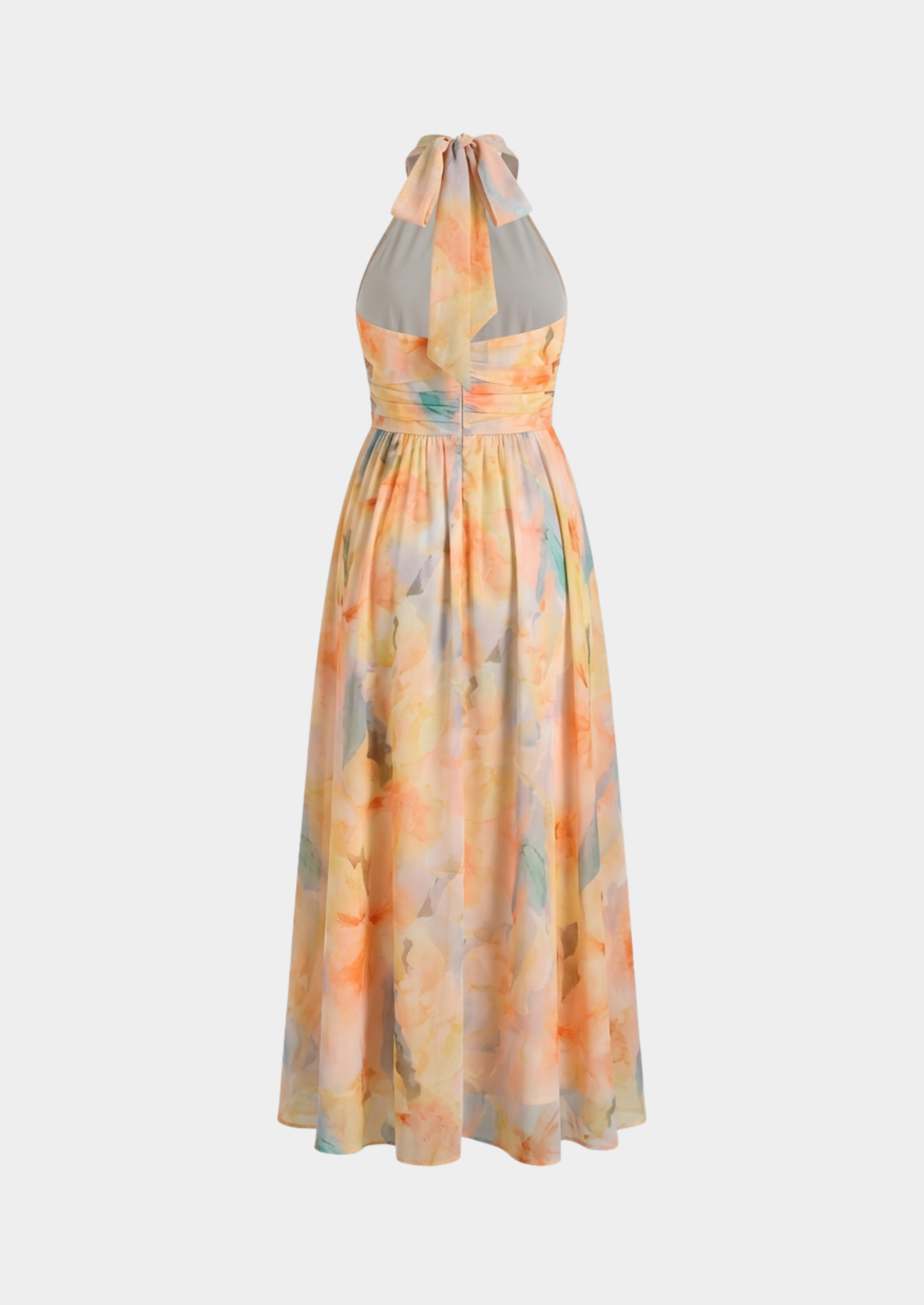 Women’s Floral Maxi Dress with Halter Neck and Flowing Skirt