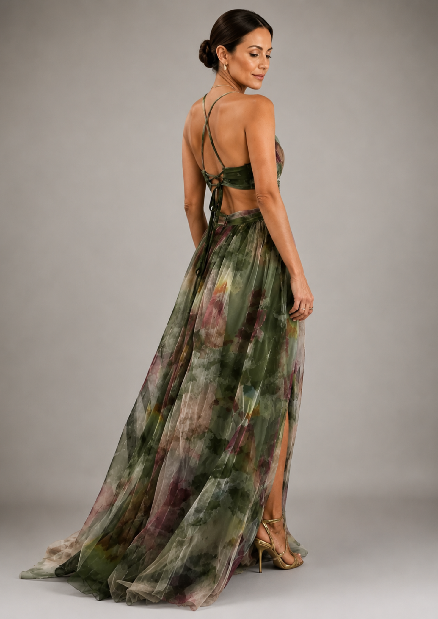 Women’s Floral Maxi Dress with Spaghetti Straps