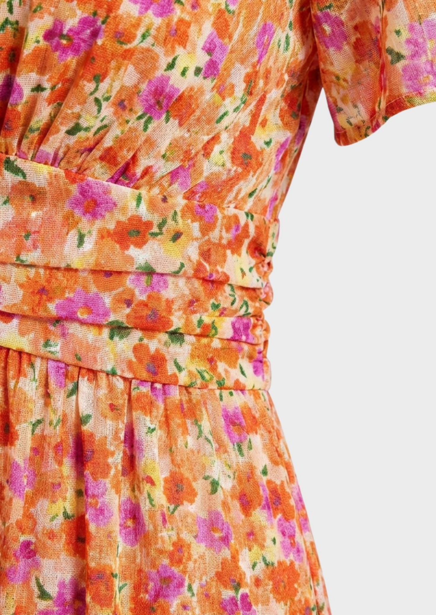 Women’s Floral Maxi Dress with V-Neck and Gathered Waist