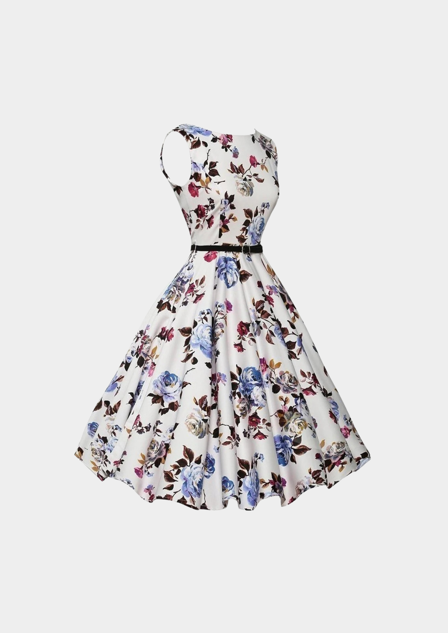 Women’s Floral Mid-Calf Dress with Short Sleeves
