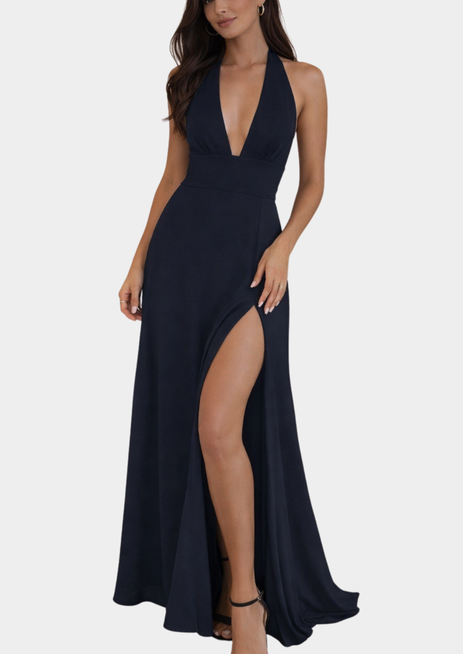 Women’s Halter Maxi Dress with Side Slit