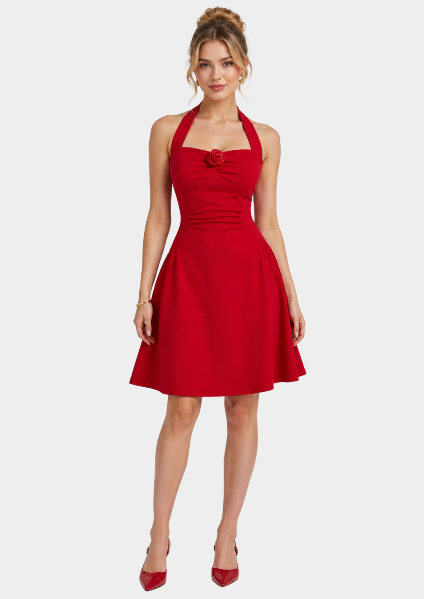 Women’s Halter Mini Dress with Bow Detail