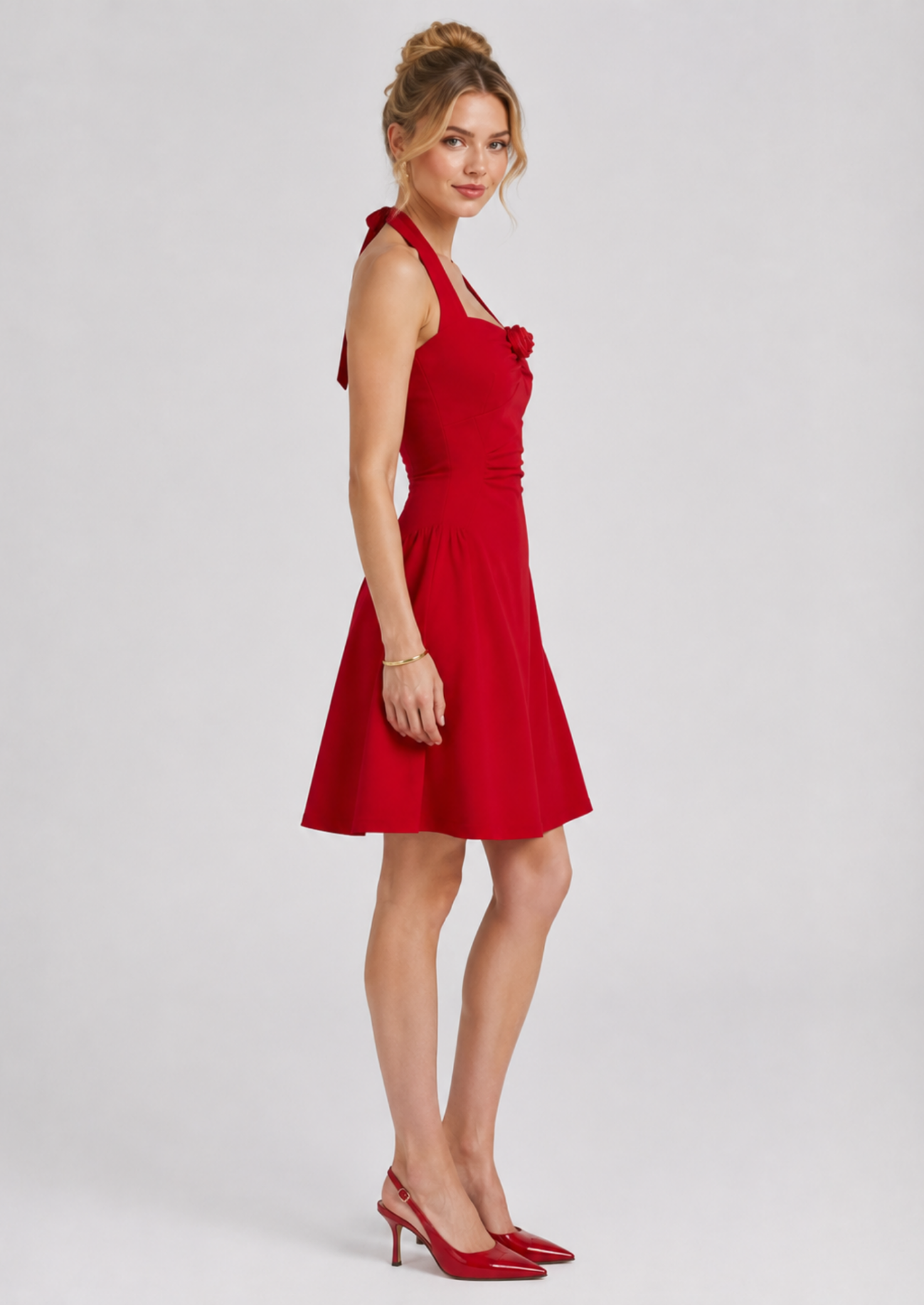 Women’s Halter Mini Dress with Bow Detail