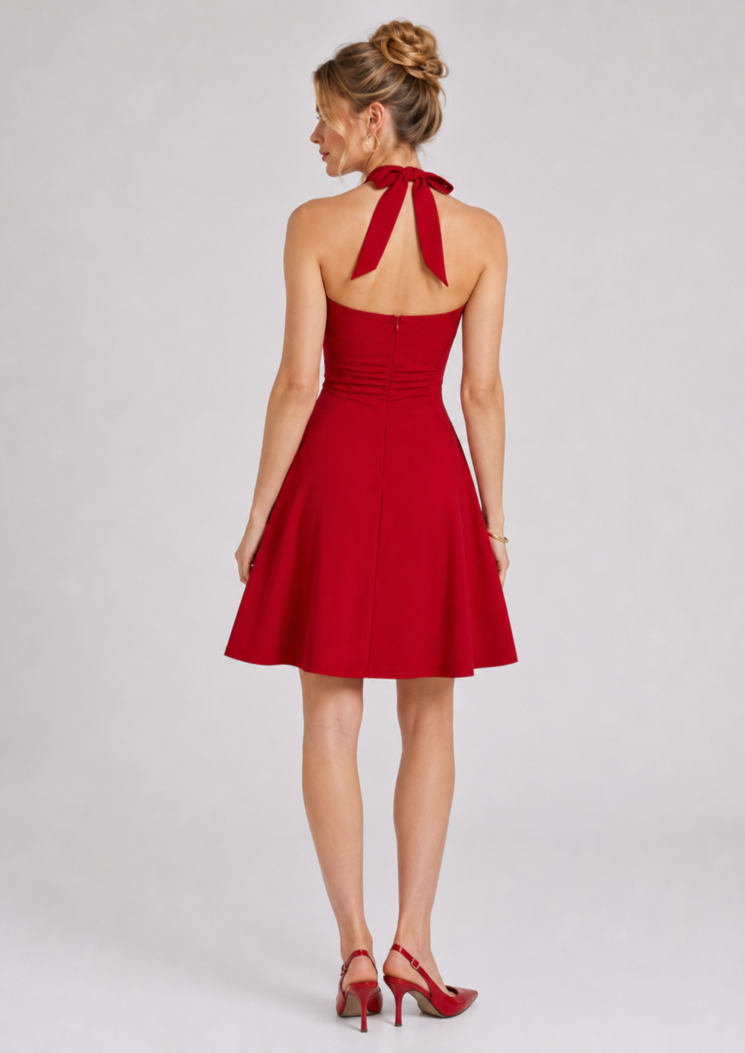 Women’s Halter Mini Dress with Bow Detail