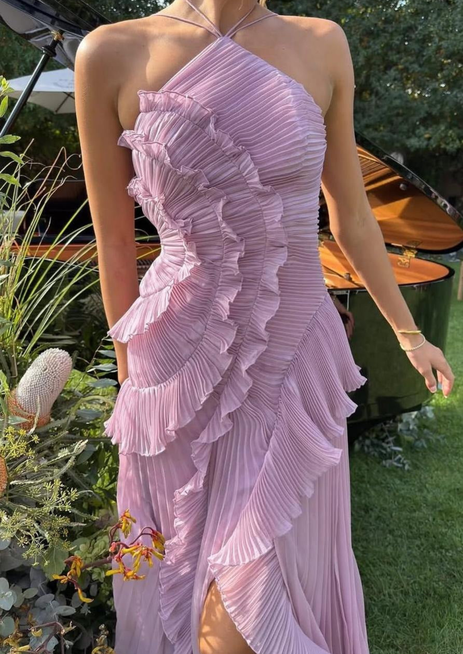 Women’s Halter Neck Maxi Dress with Ruffle Details