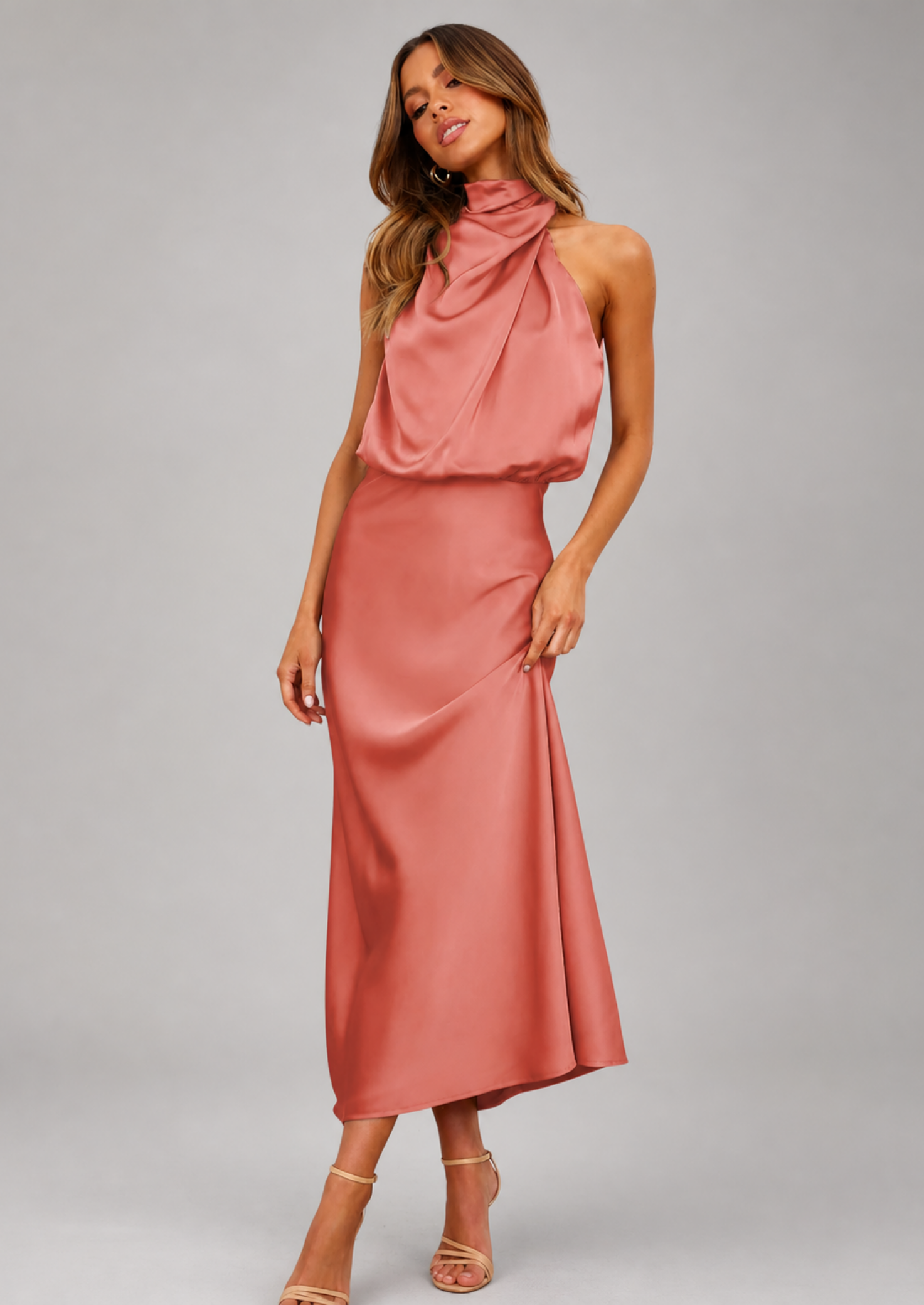 Women’s Halter Neck Maxi Dress with Sleeveless Design