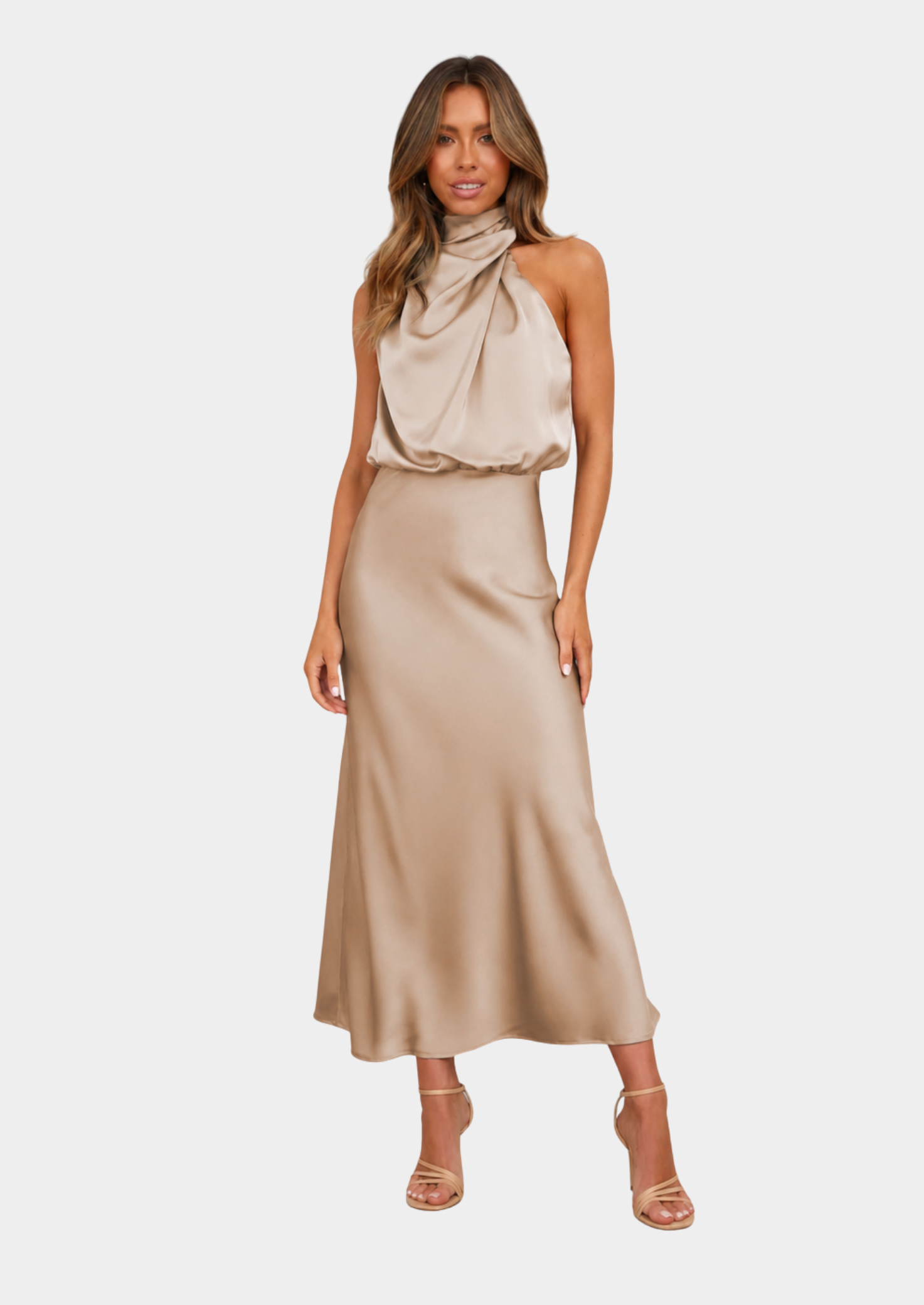 Women’s Halter Neck Maxi Dress with Sleeveless Design