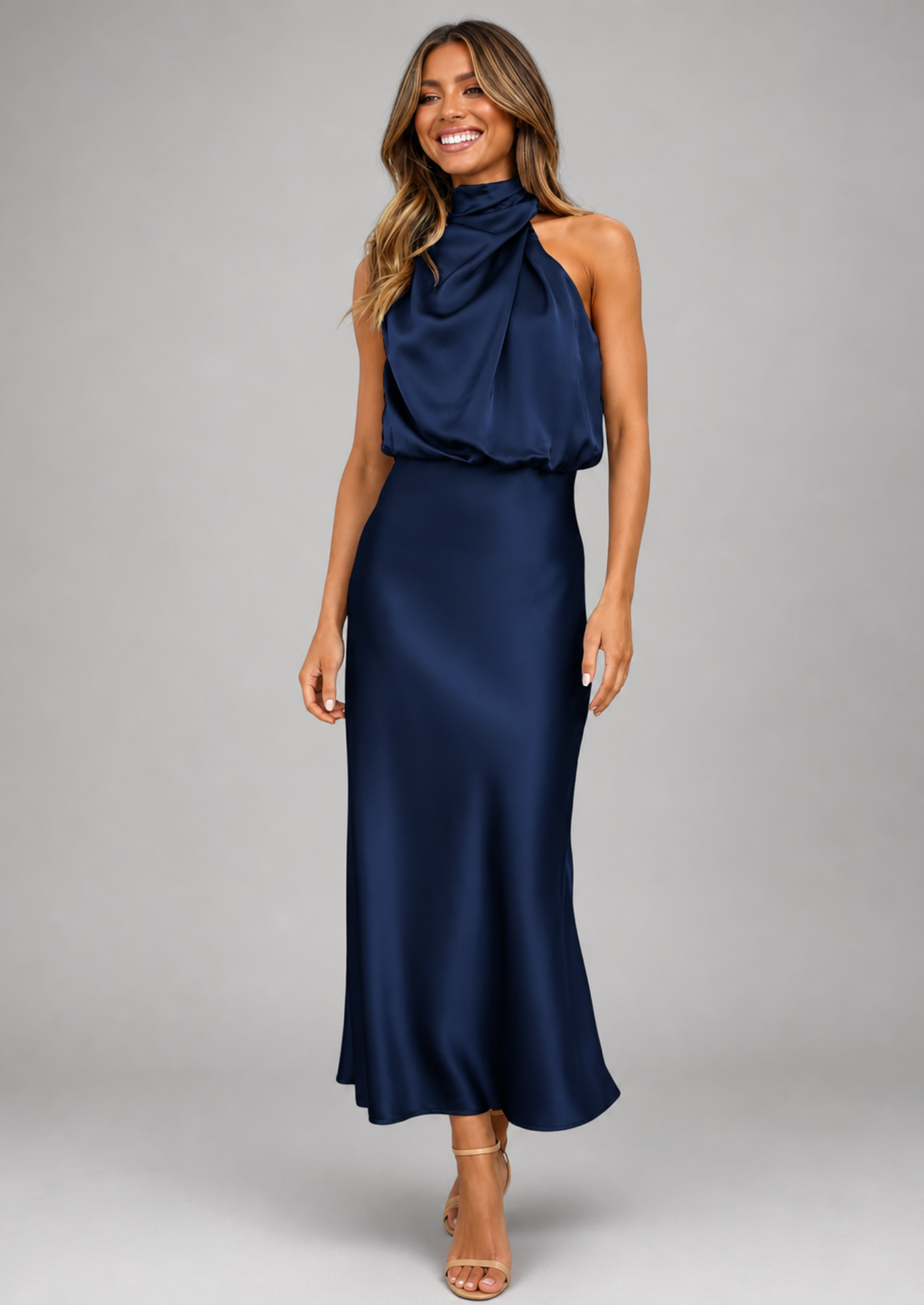 Women’s Halter Neck Maxi Dress with Sleeveless Design