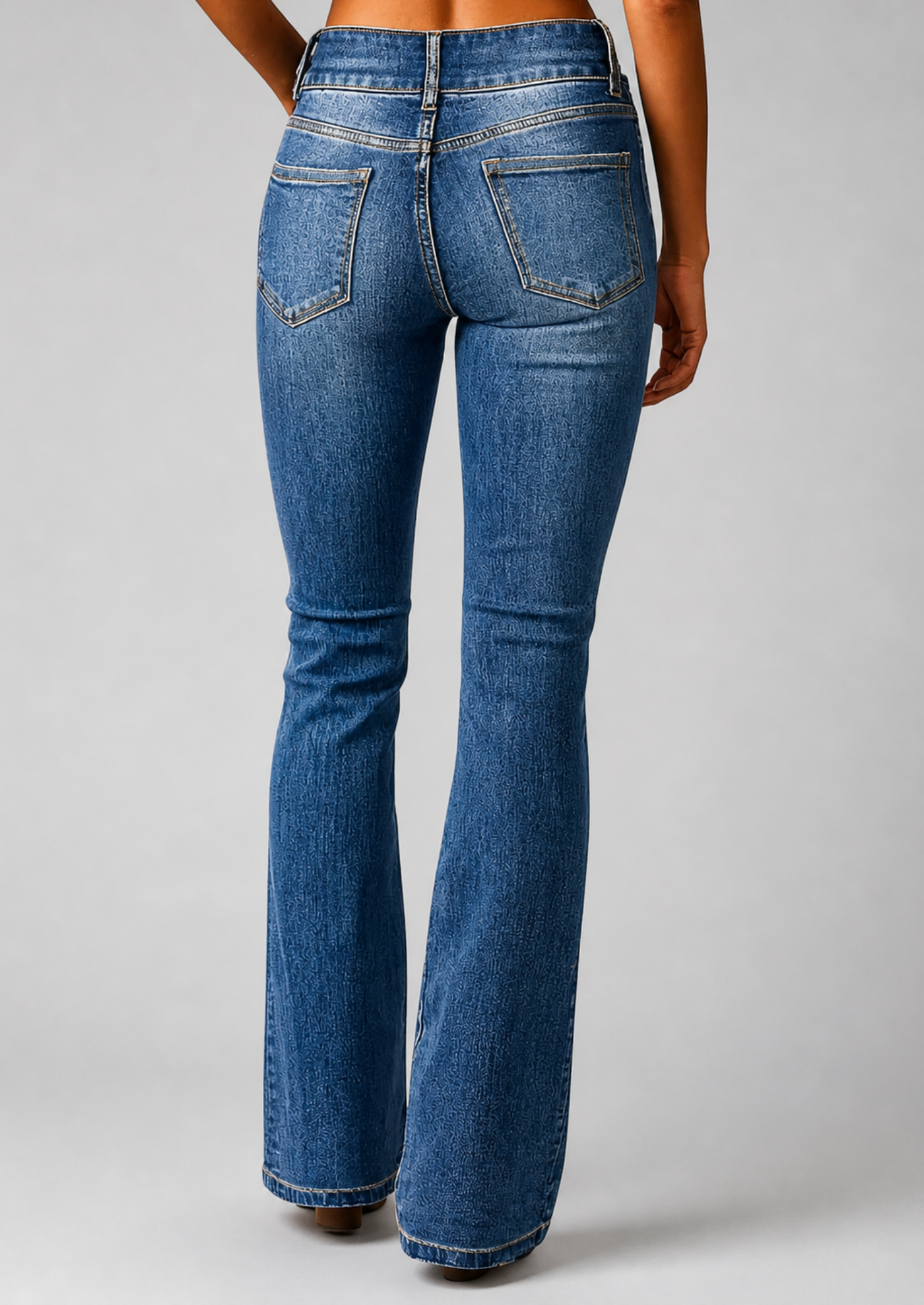 Women’s High-Waisted Flared Jeans with Front Closure