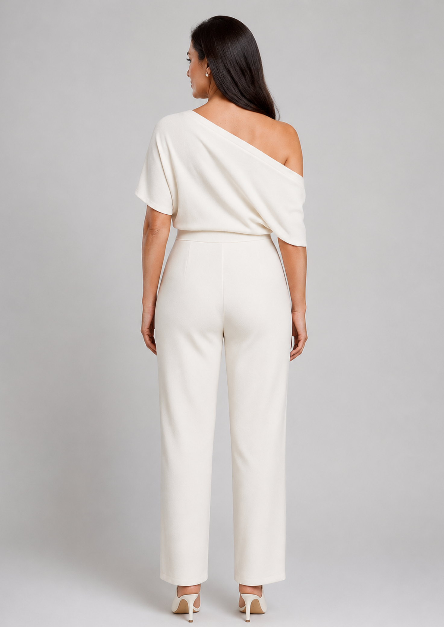 Women’s Jumpsuit with One-Shoulder Neckline and Wide Leg
