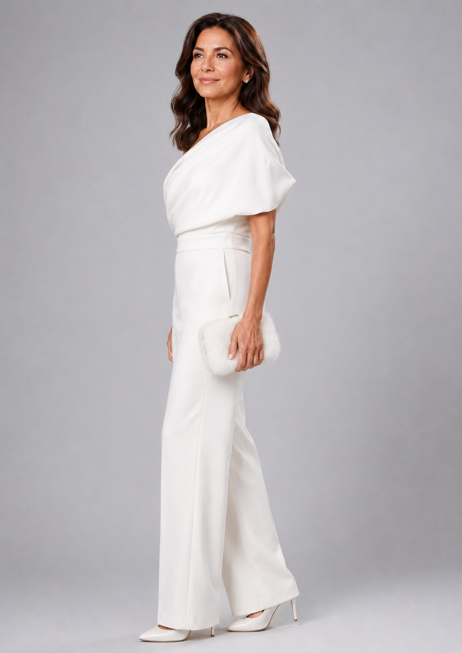 Women’s Jumpsuit with One-Shoulder Neckline and Wide Leg