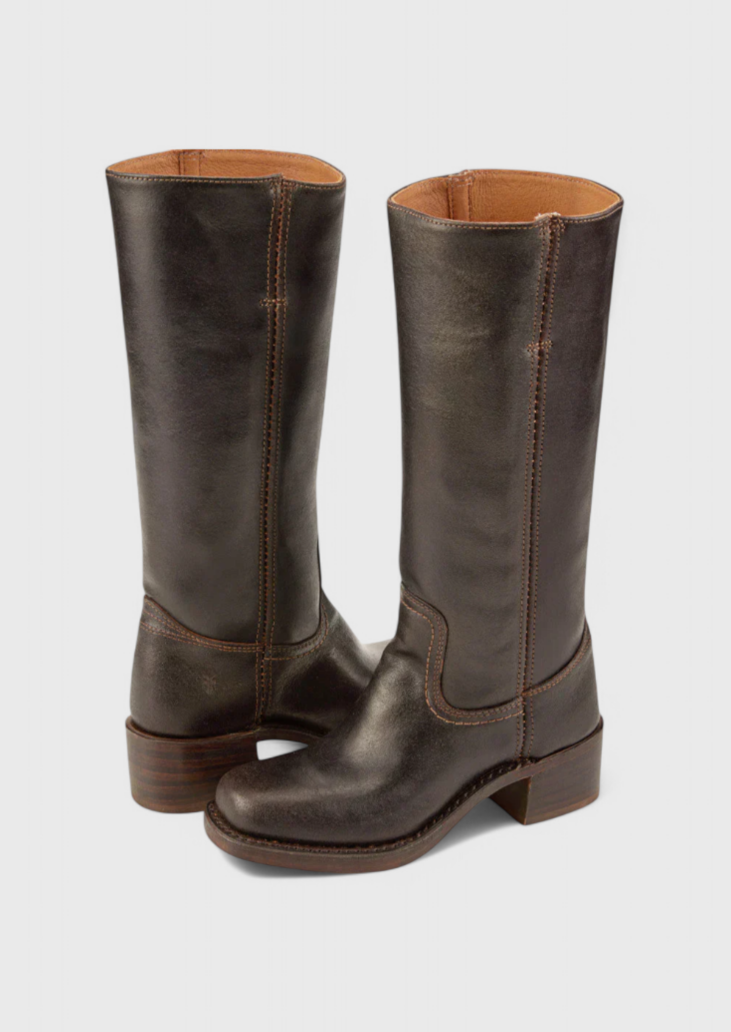 Women’s Knee High Boots with Round Toe and Block Heel