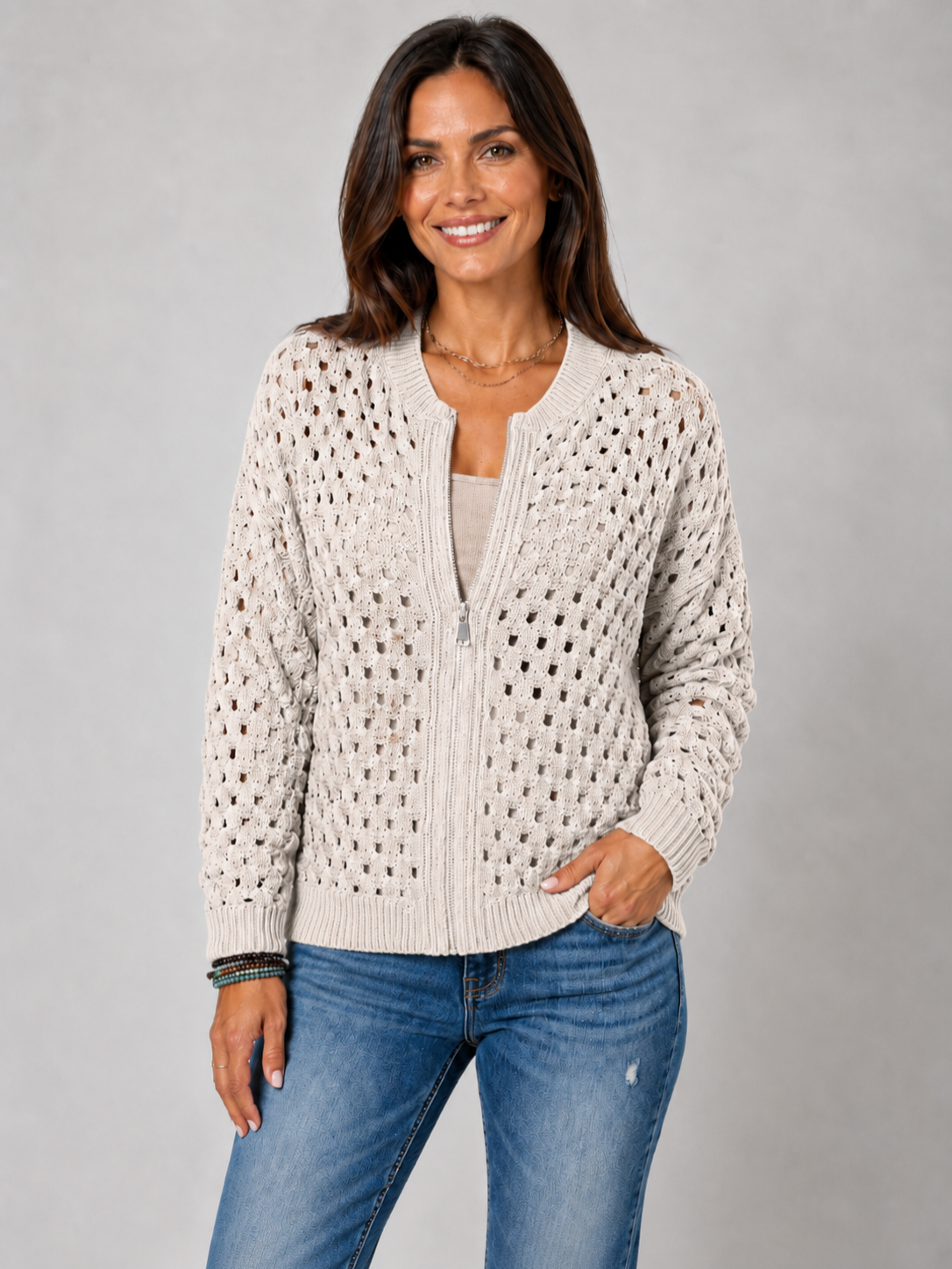 Women’s Knitted Cardigan with Zip Closure