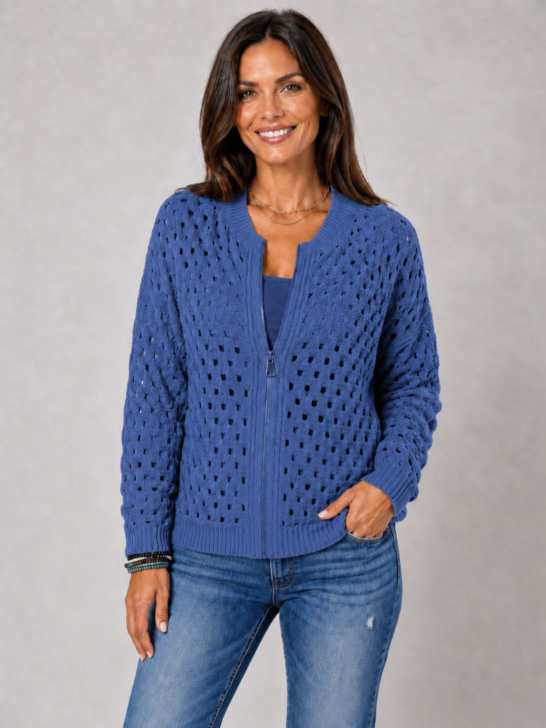 Women’s Knitted Cardigan with Zip Closure