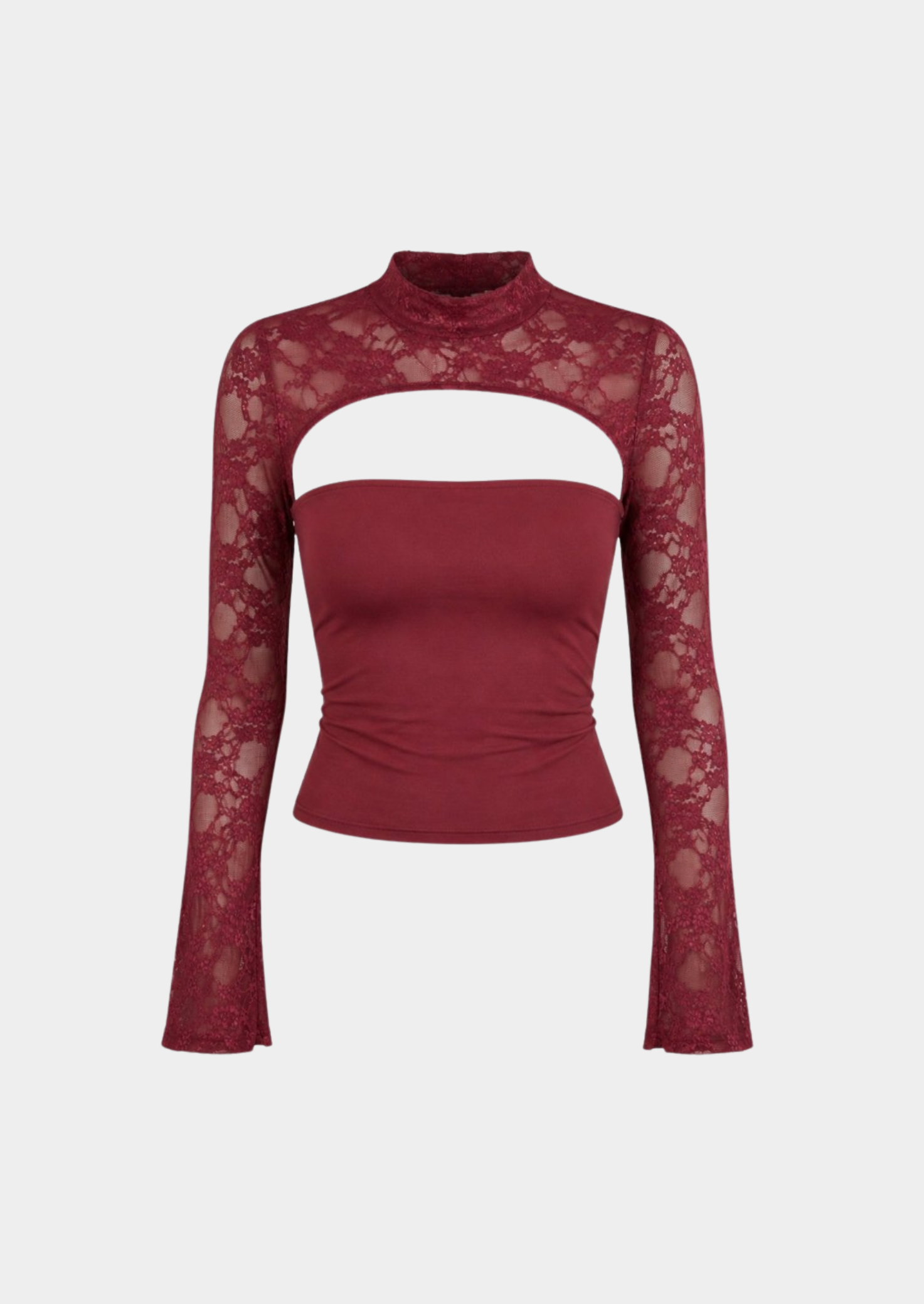 Women’s Lace Cutout Top with Mock Neck