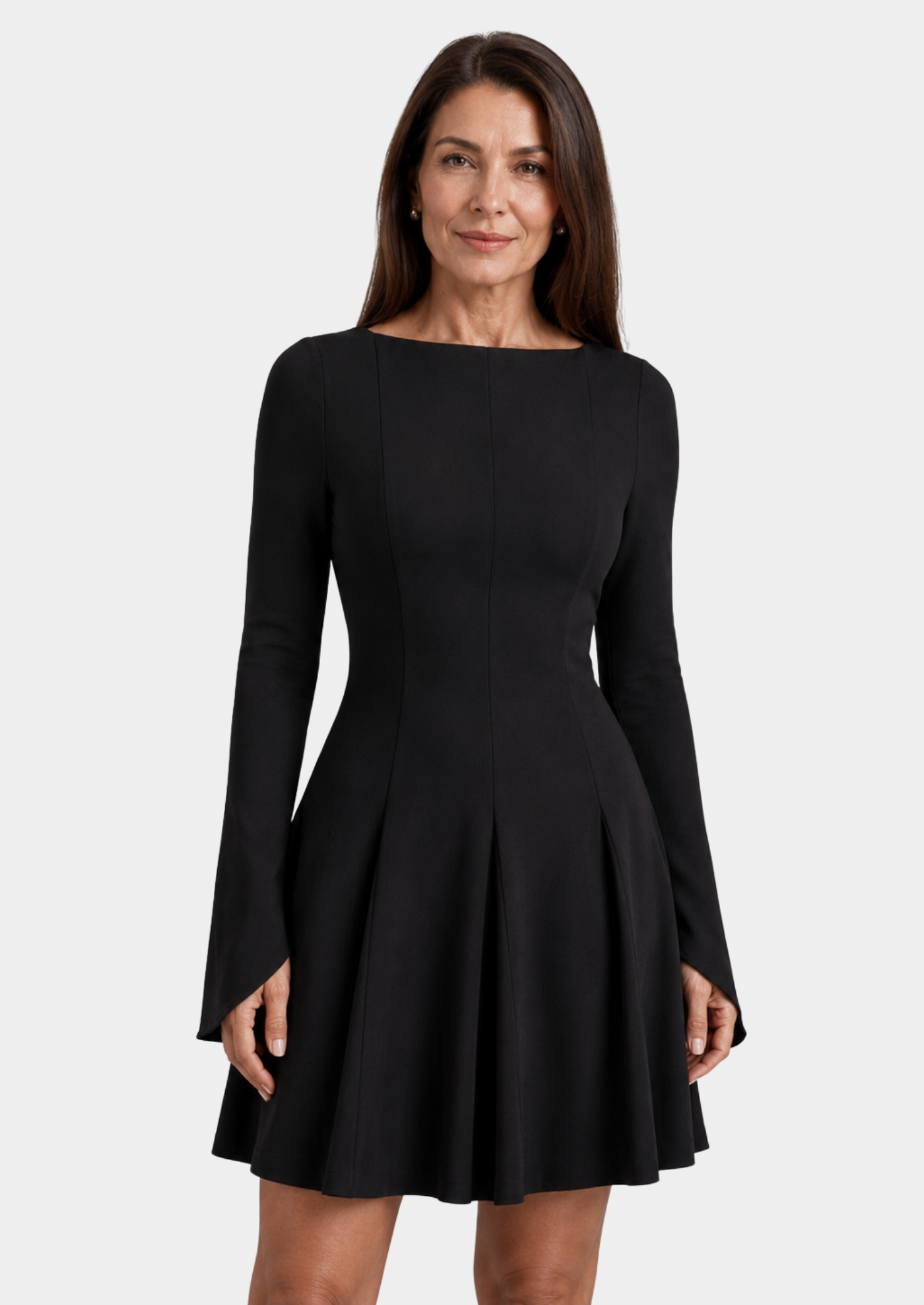 Women’s Long Sleeve Mini Dress with A-Line Skirt