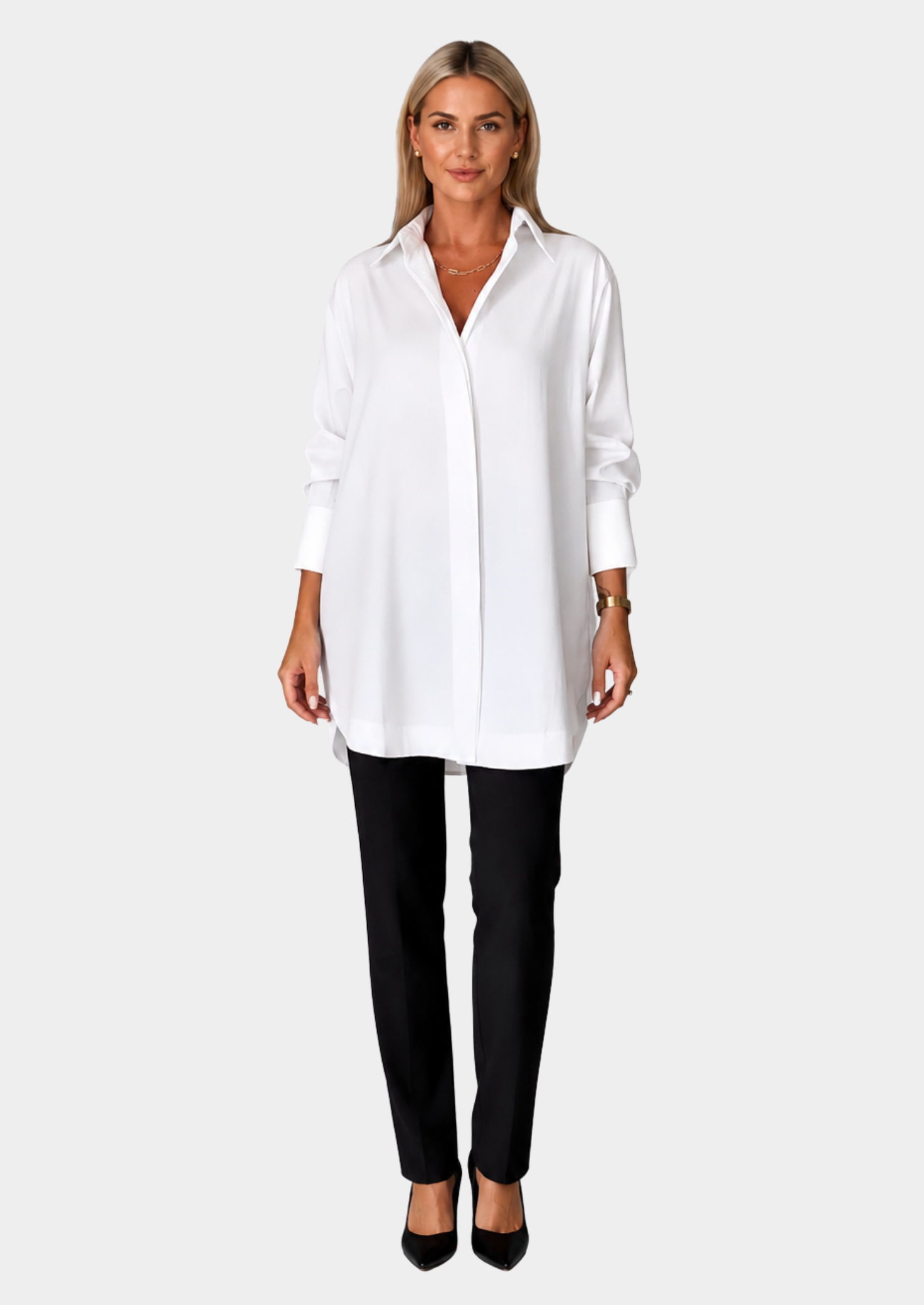 Women’s Longline Shirt with Button Closure