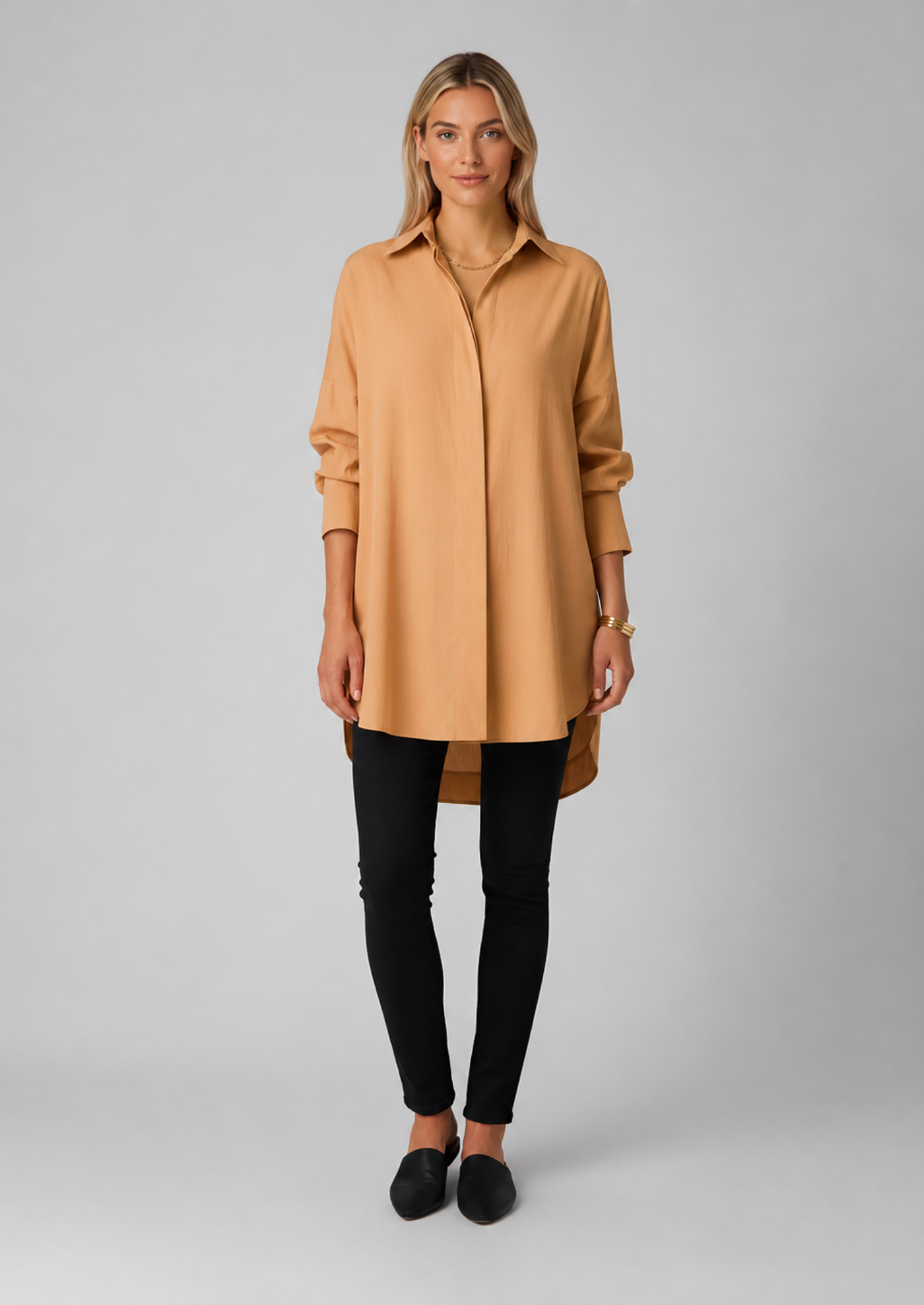 Women’s Longline Shirt with Button Closure