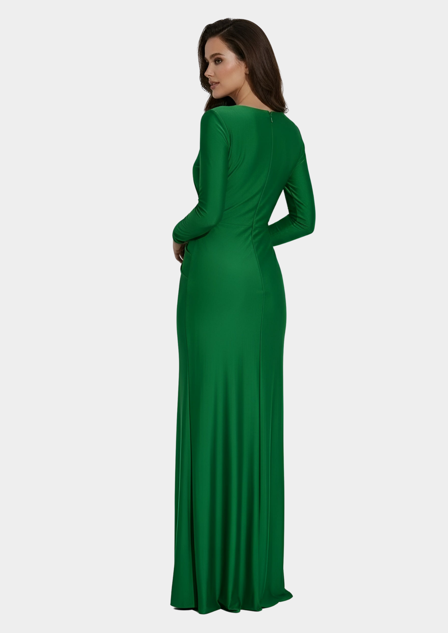 Women’s Maxi Dress with Deep V-Neck and Long Sleeves