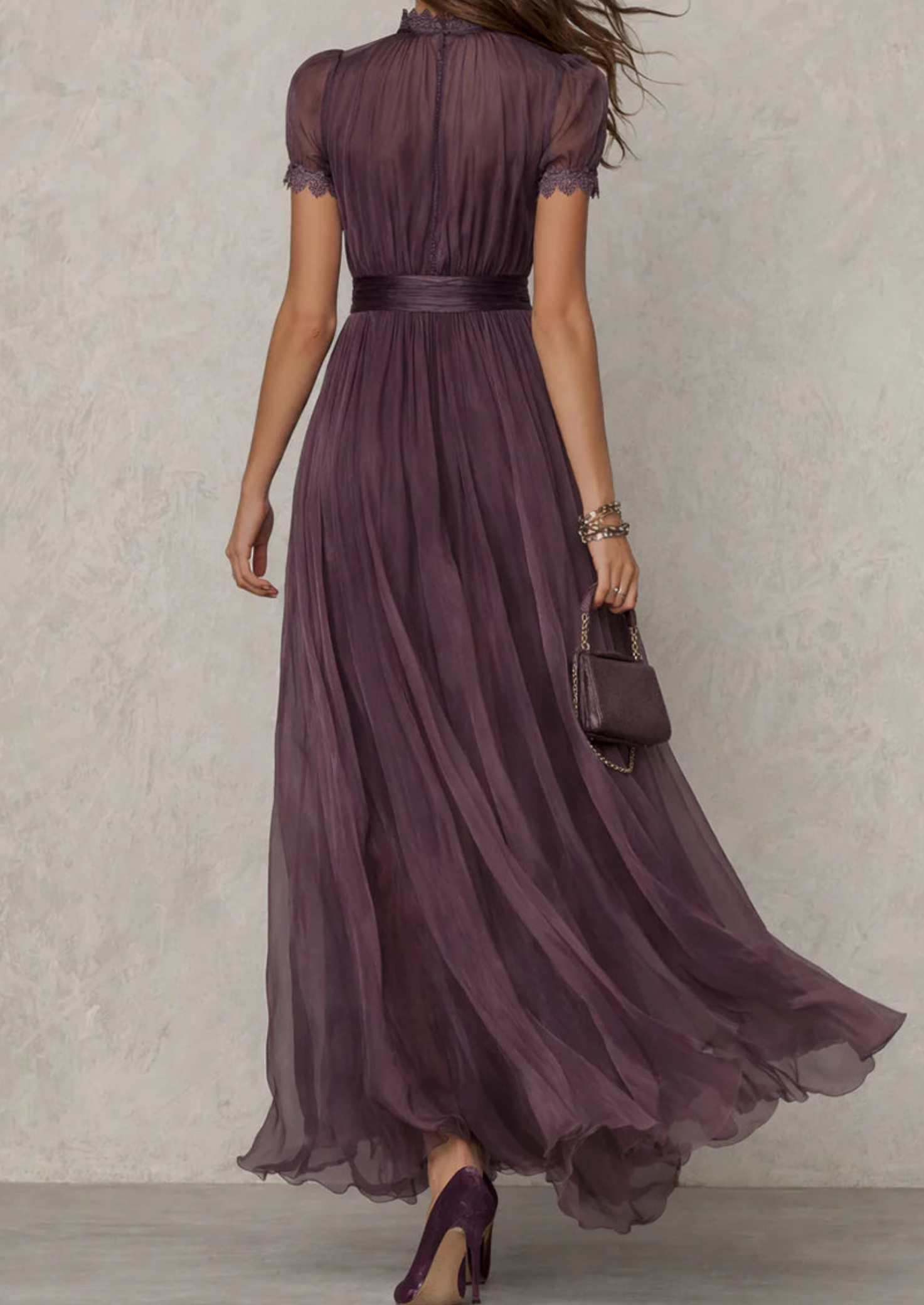Women’s Maxi Dress with Lace Detail and Short Sleeves