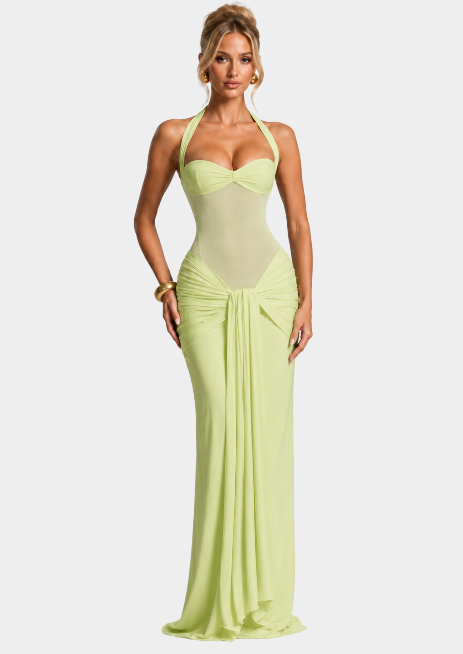 Women’s Maxi Dress with Sweetheart Neckline and Halter Strap