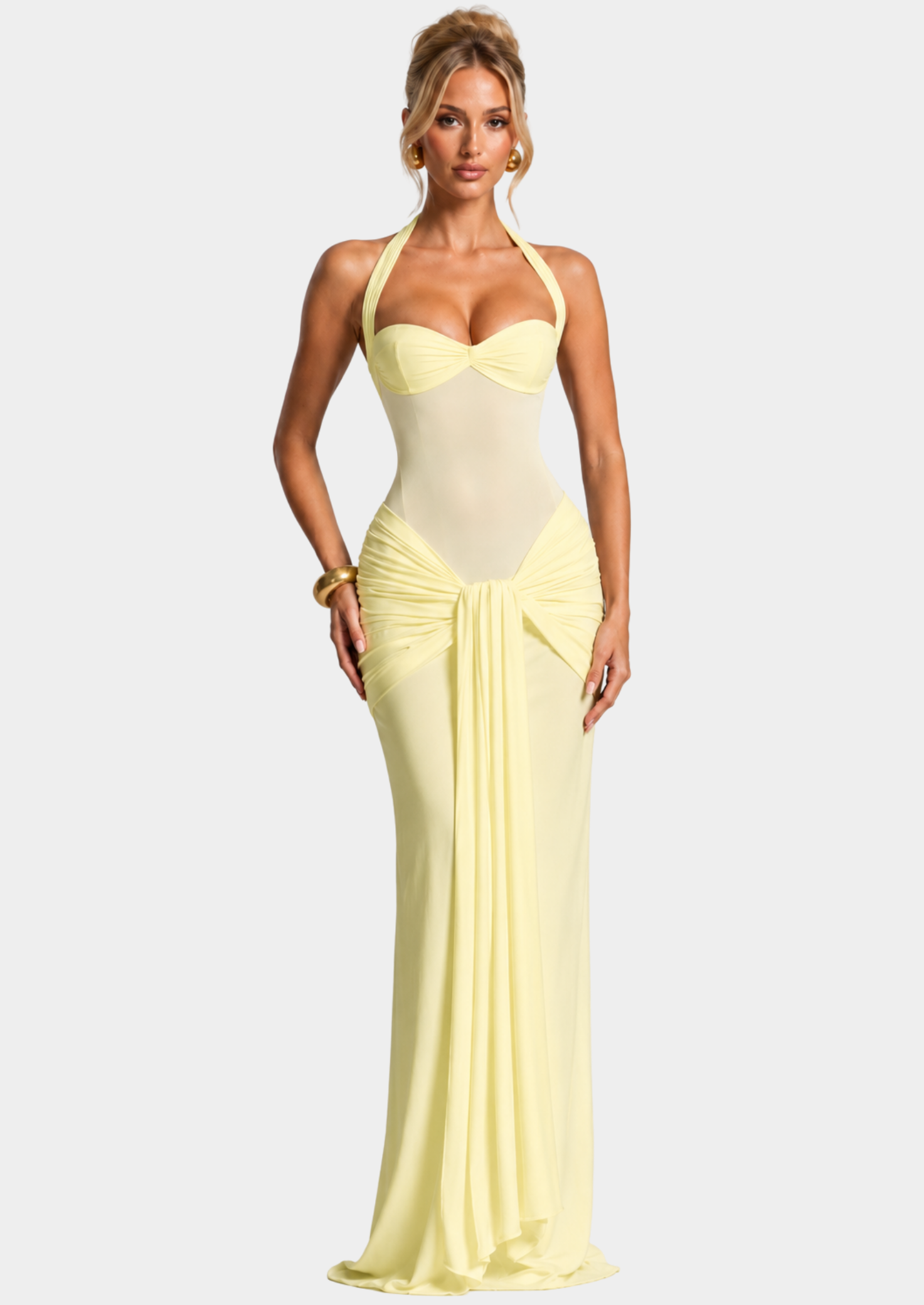 Women’s Maxi Dress with Sweetheart Neckline and Halter Strap