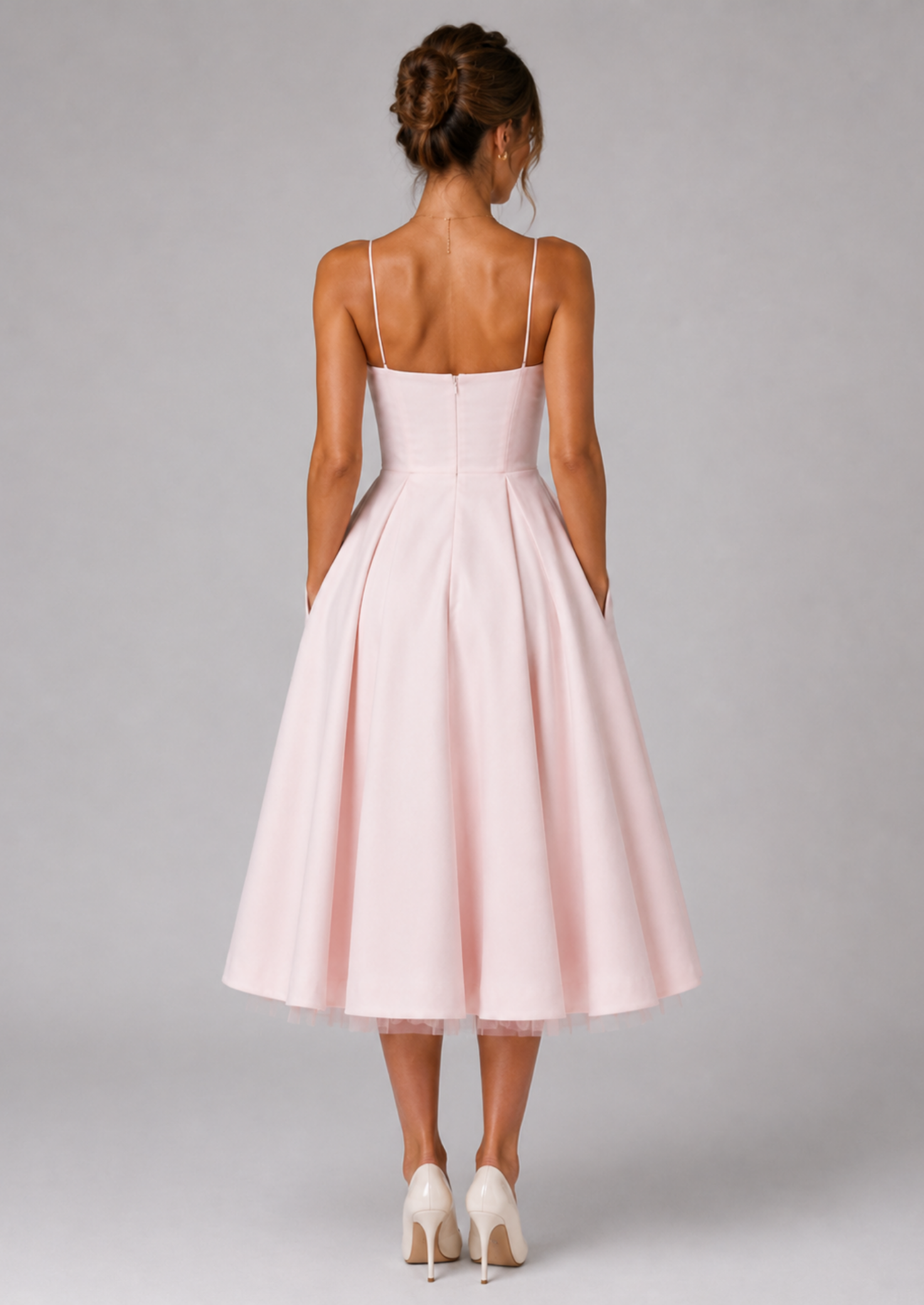 Women’s Midi Dress with Corset Bodice and Full Skirt