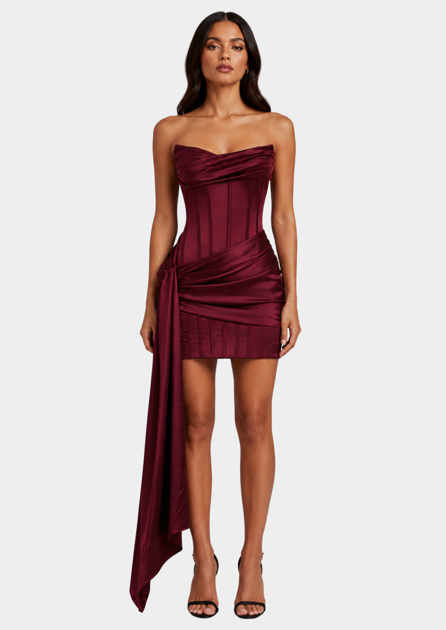 Women’s Mini Dress with Draped Detail and Strapless Neckline