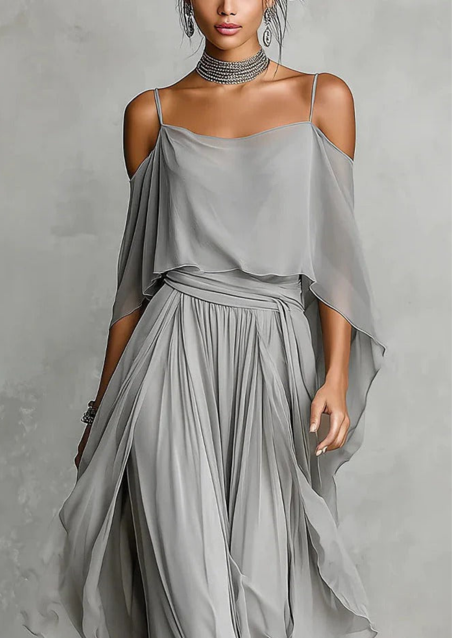 Women’s Off-Shoulder Maxi Dress with Wide-Leg Silhouette