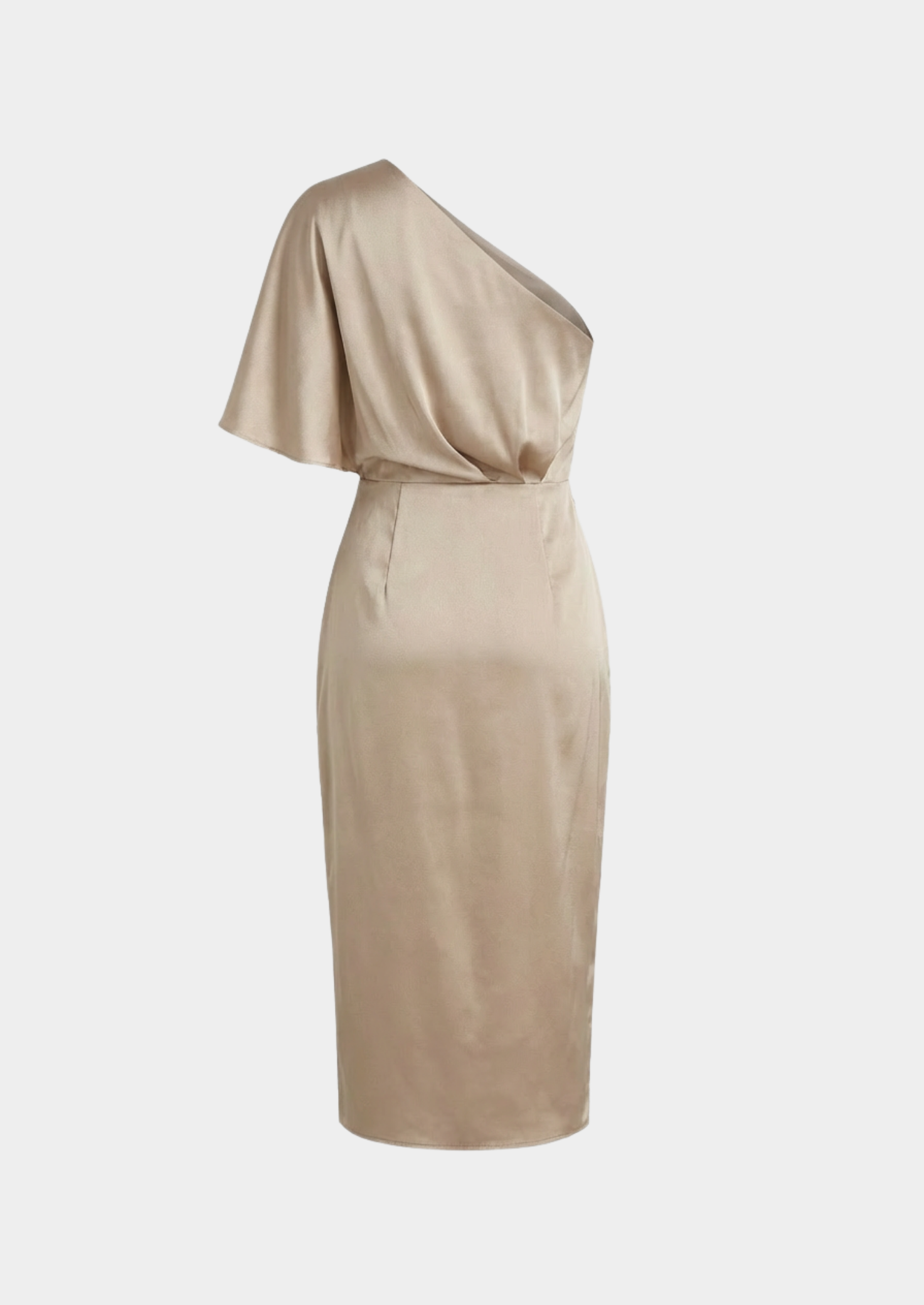 Women’s One-Shoulder Midi Dress with Draped Waist