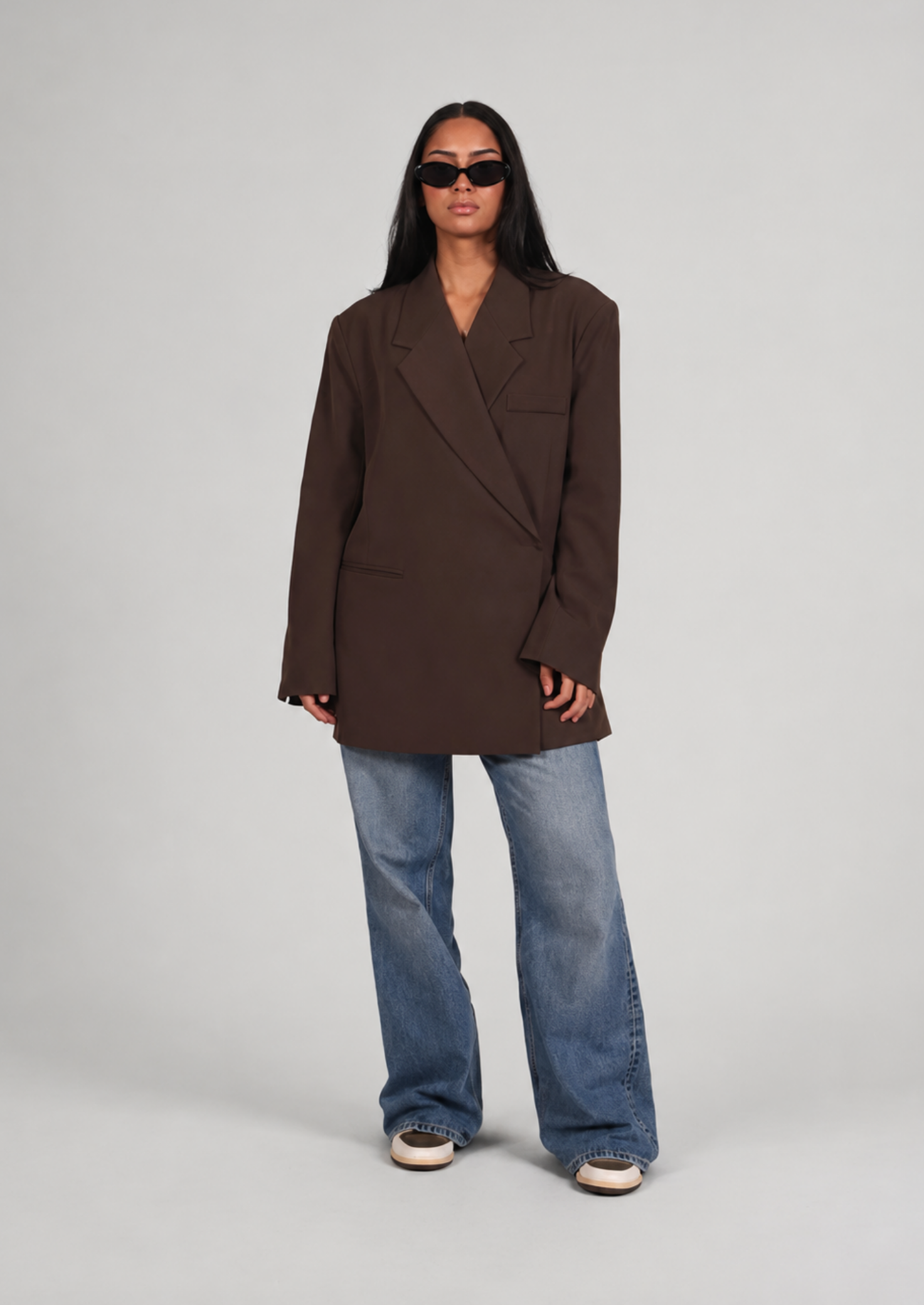 Women’s Oversized Blazer with Sleeves and Notched Lapel