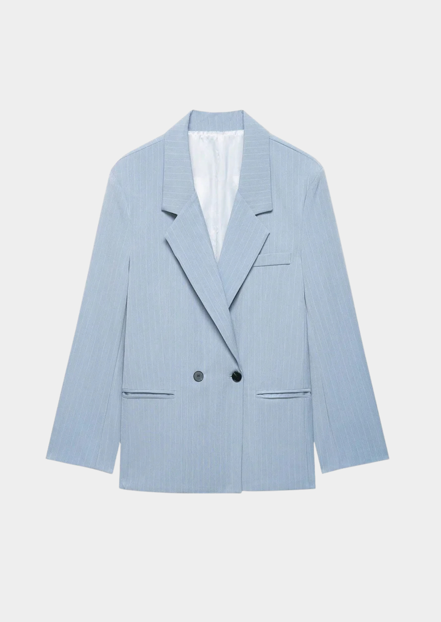 Women’s Pinstripe Double-Breasted Blazer with Notched Lapel