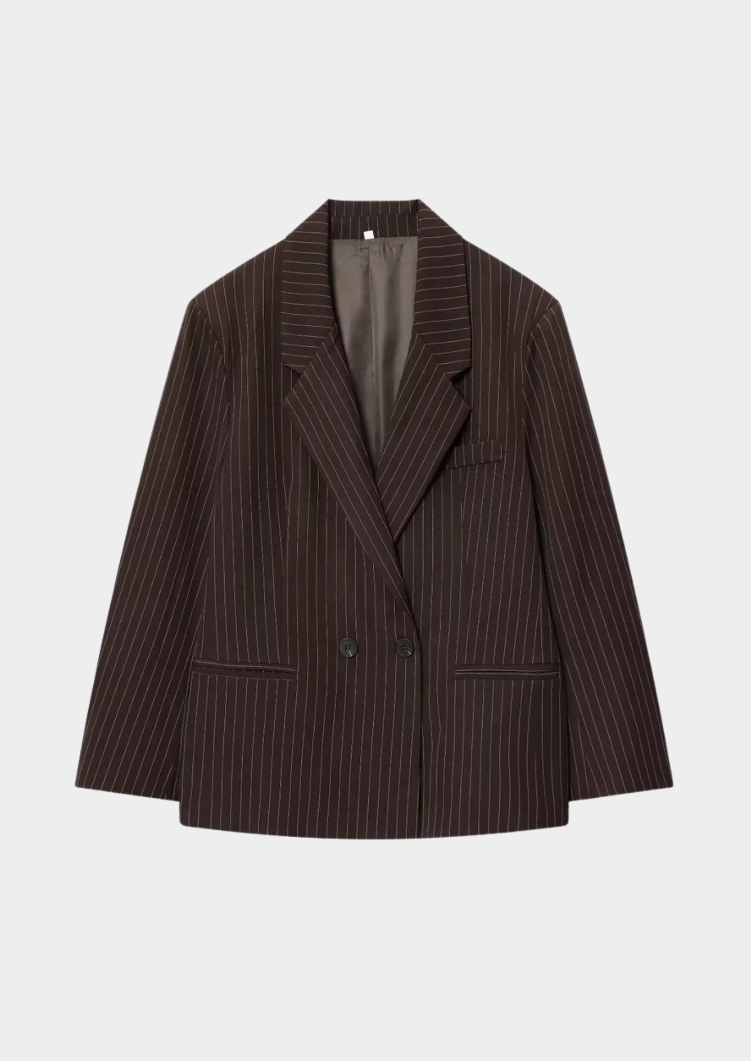 Women’s Pinstripe Double-Breasted Blazer with Notched Lapel
