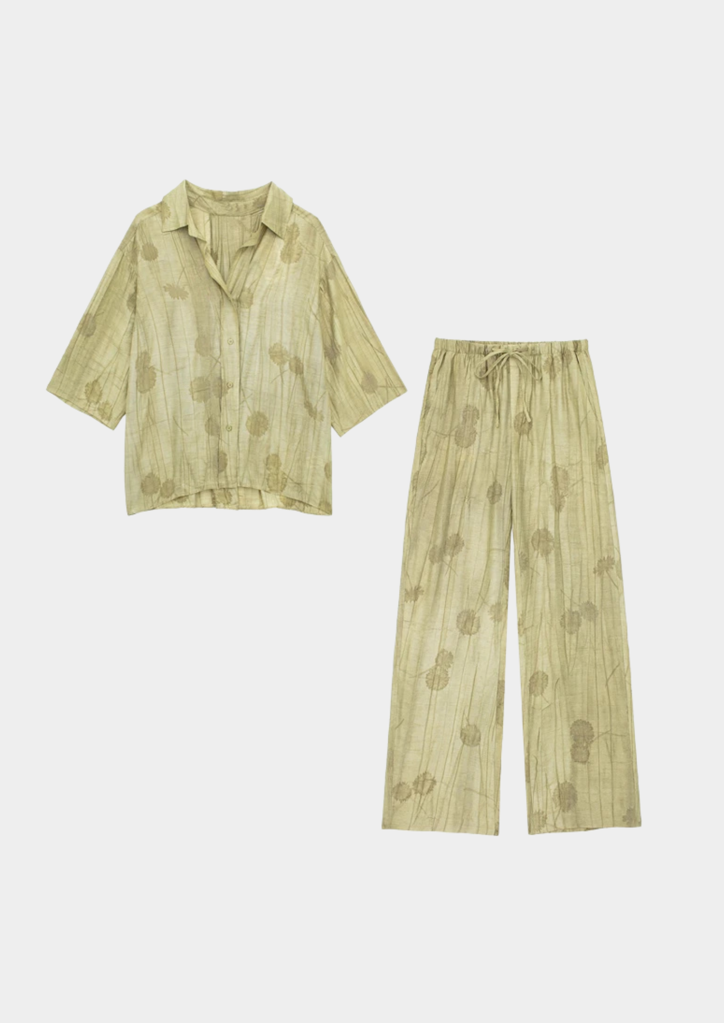 Women’s Printed Shirt and Ankle-Length Trousers Set