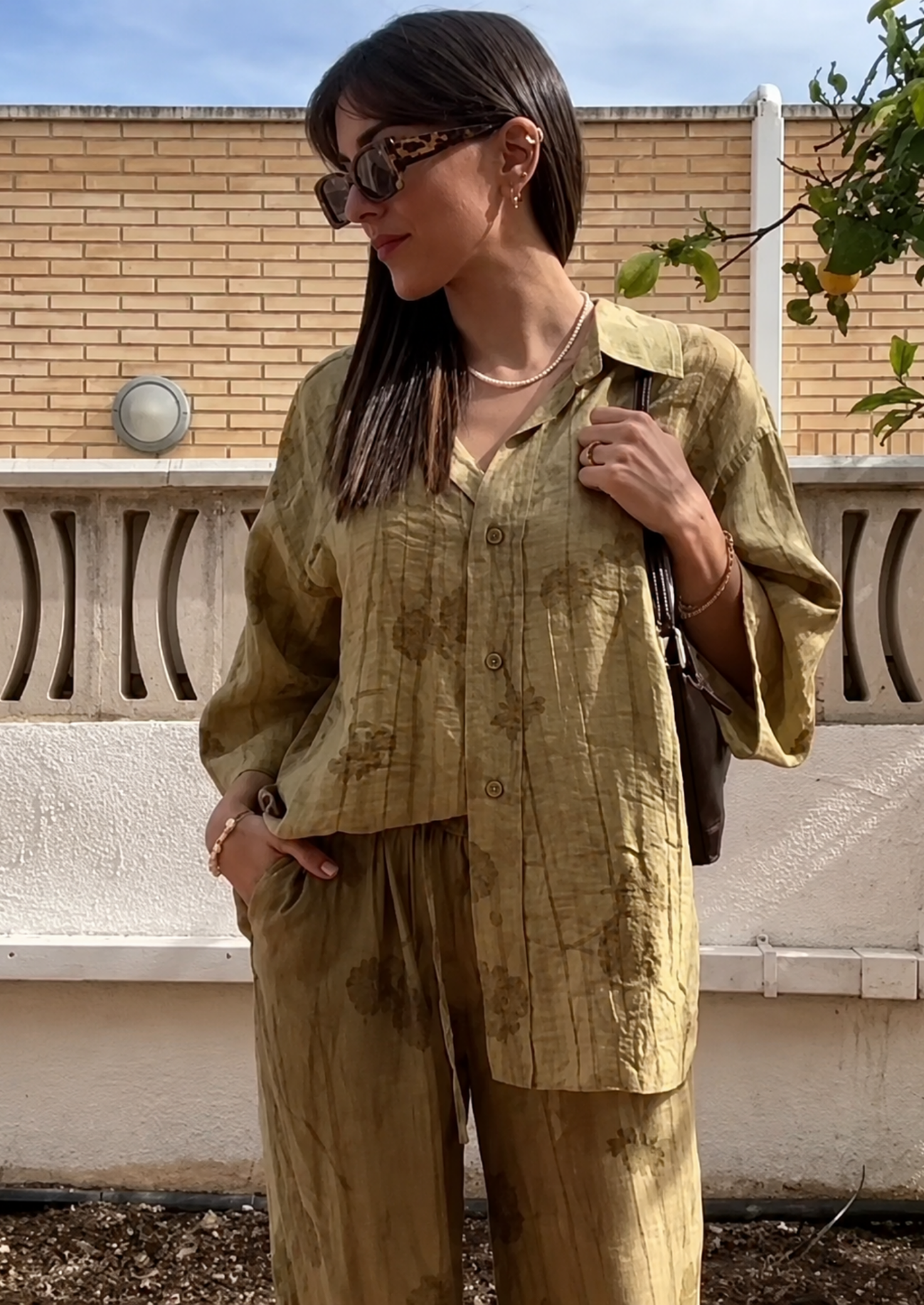 Women’s Printed Shirt and Ankle-Length Trousers Set