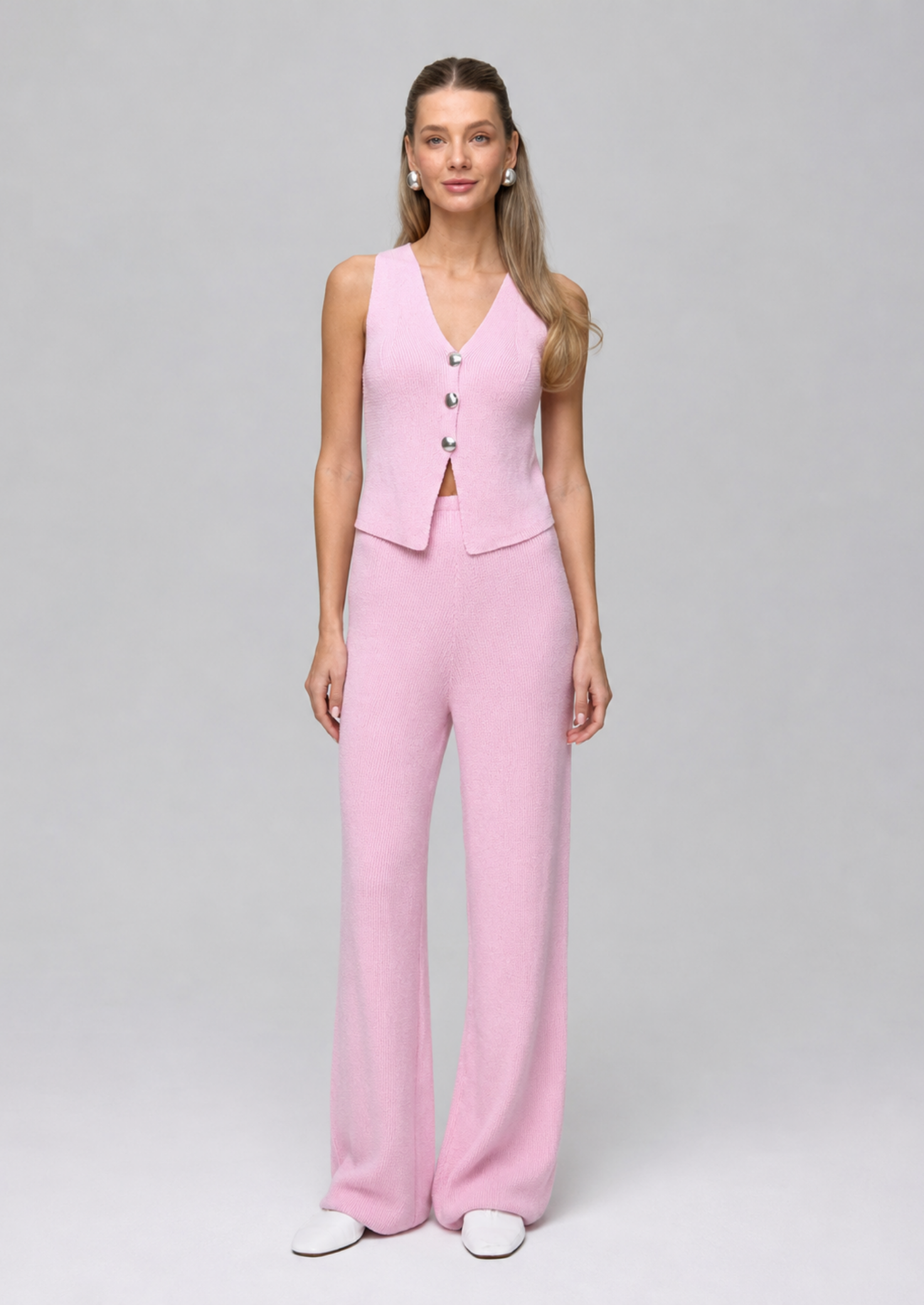 Women’s Ribbed Knit Waistcoat and Trousers Set