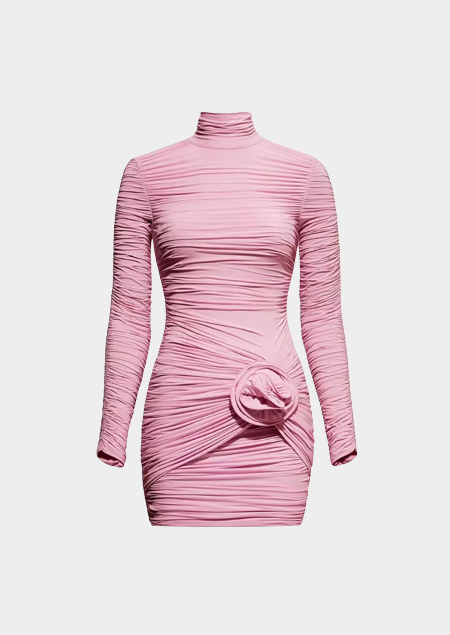 Women’s Ruched Long Sleeve Mini Dress with Floral Detail