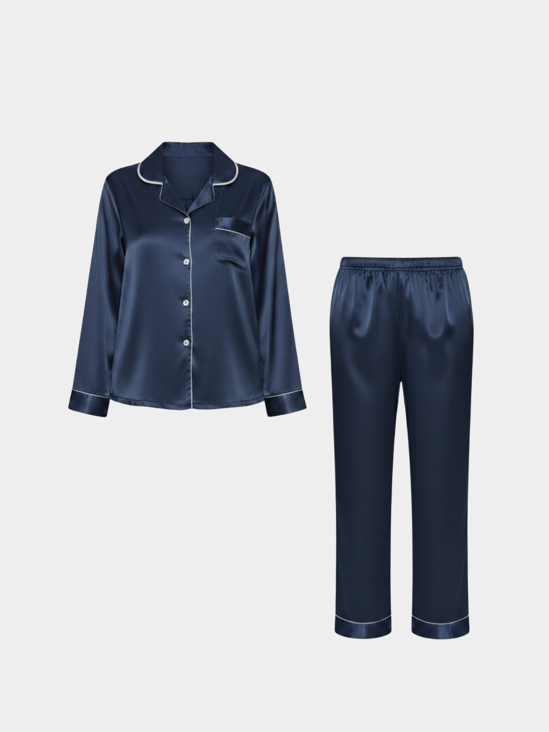 Women’s Satin Pajama Set with Contrast Trim
