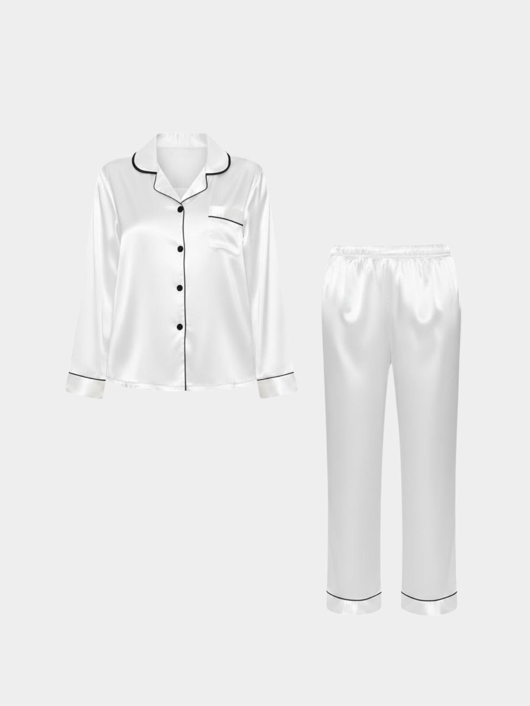 Women’s Satin Pajama Set with Contrast Trim
