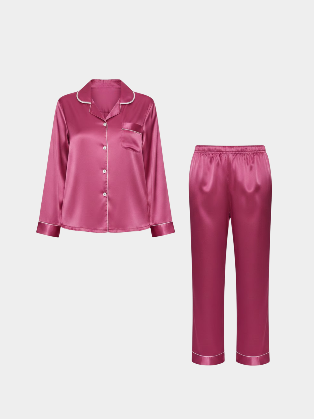 Women’s Satin Pajama Set with Contrast Trim