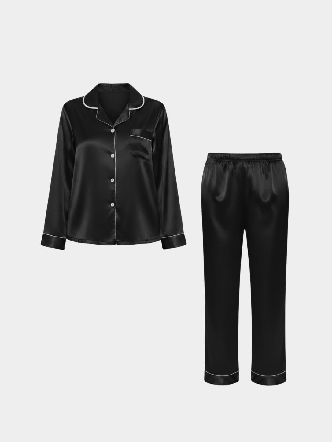 Women’s Satin Pajama Set with Contrast Trim